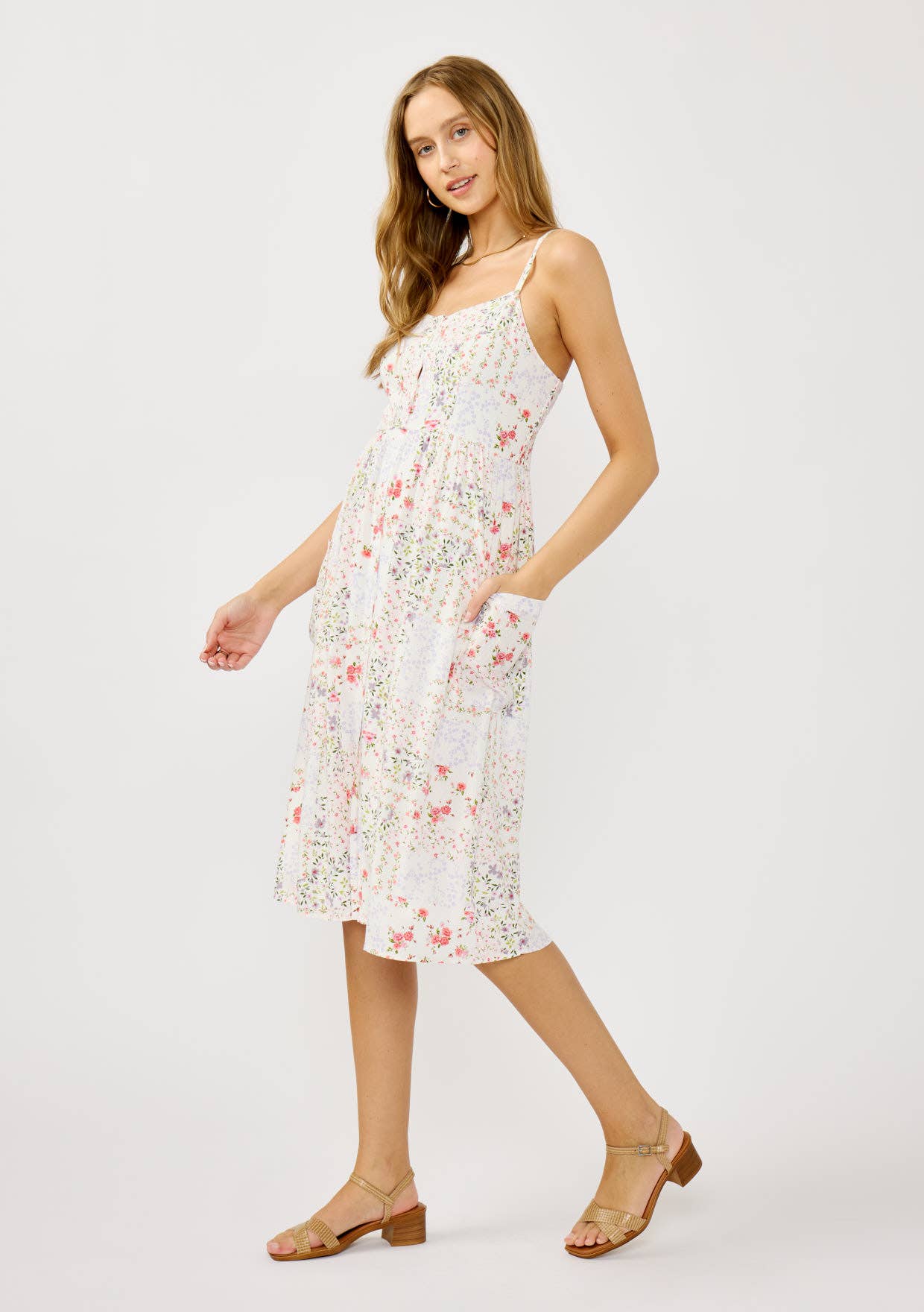 Smocked Front Pocket Dress