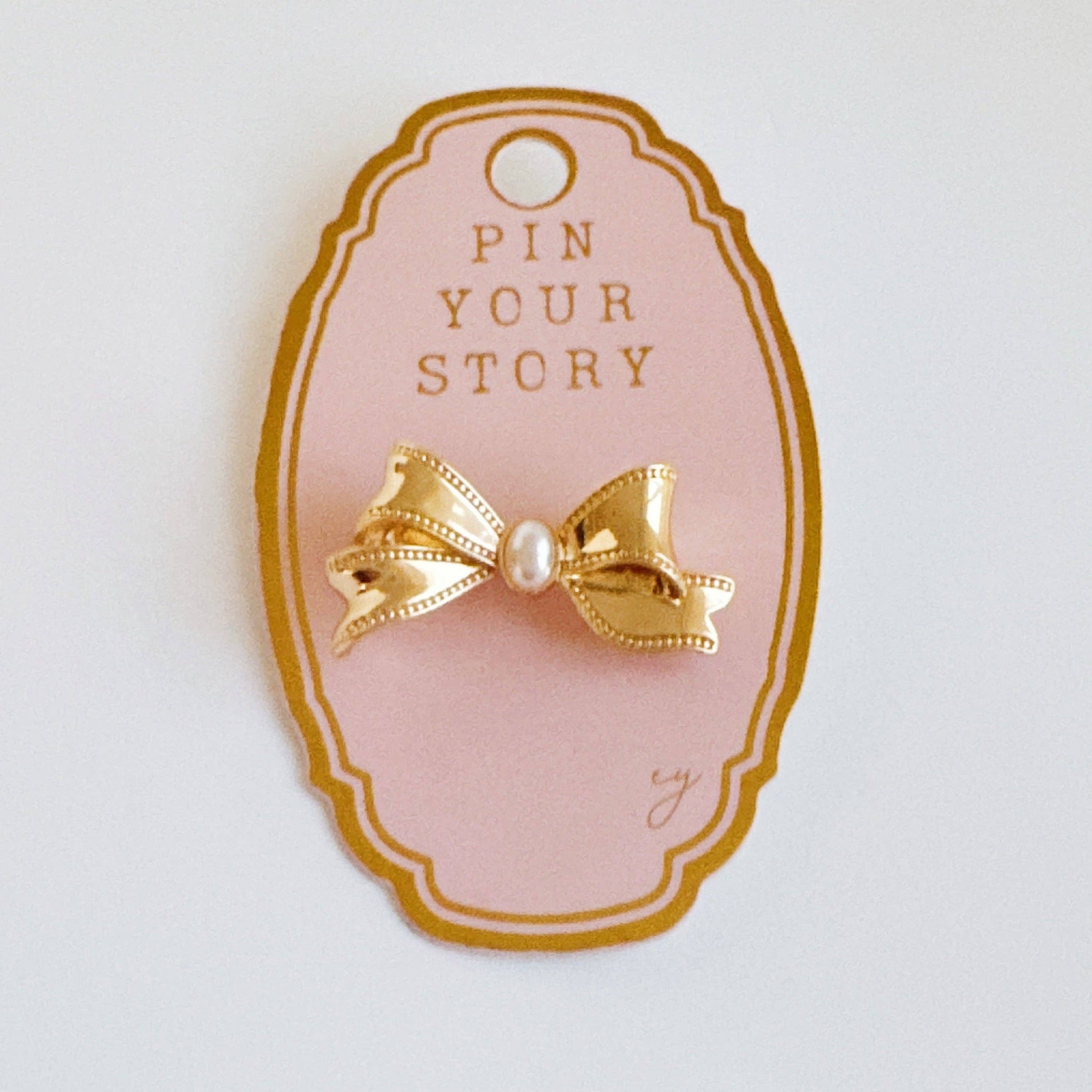 Vintage Pearl Bow Brooch Pin