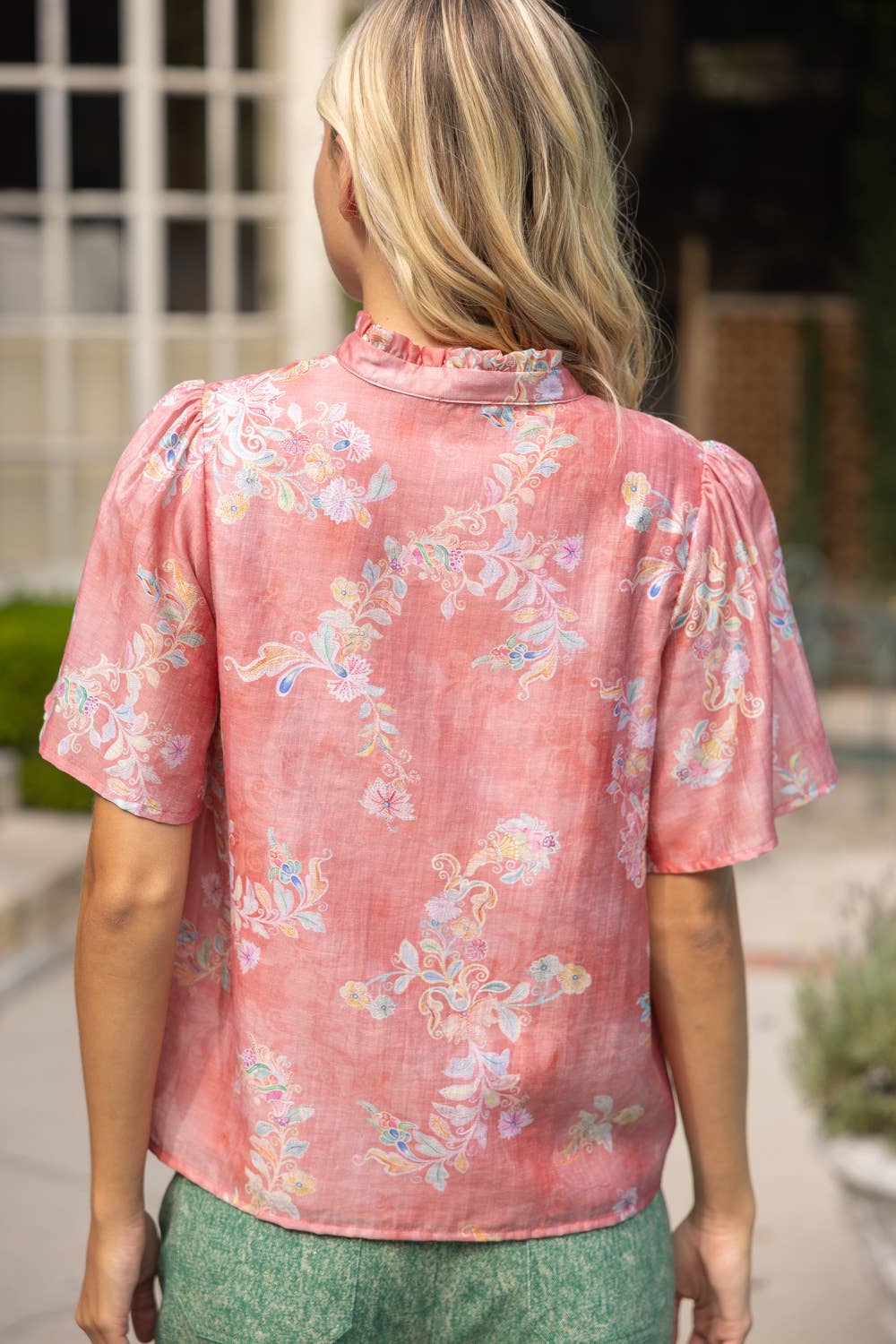 Ruffled V-Neck Floral Top