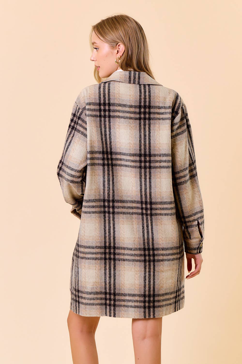 Plaid Front Button Coat
