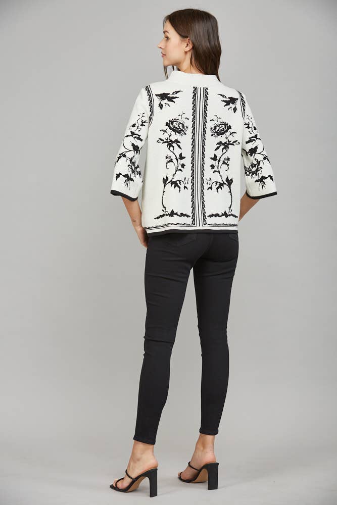 JACQUARD MOCK NECK SWEATER
