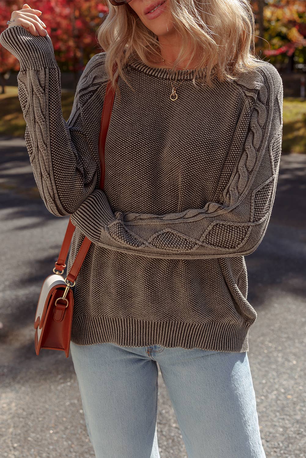 Contrast Cable Knit Sweater
