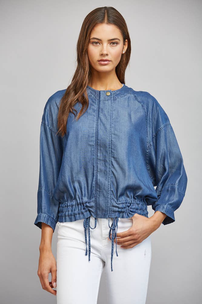 ADJUSTABLE HEM 3/4 SLV TENCEL JACKET FJ74099