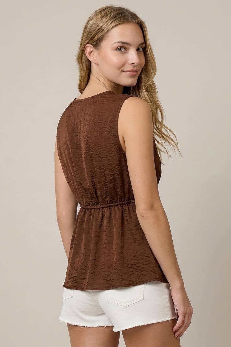 SATIN JACQUARD LACE TRIM TANK