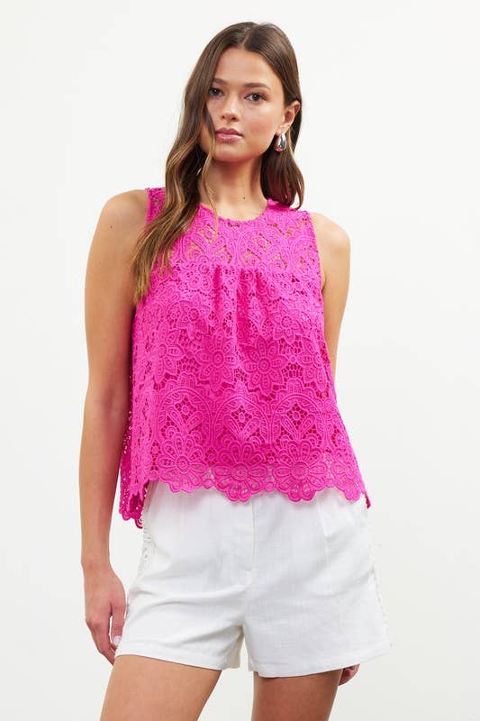 Lace Top With Scalloped Hem