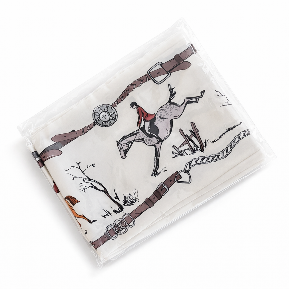 Heritage Equestrian Jumbo Twilly Scarf – Horse & Bridle Print