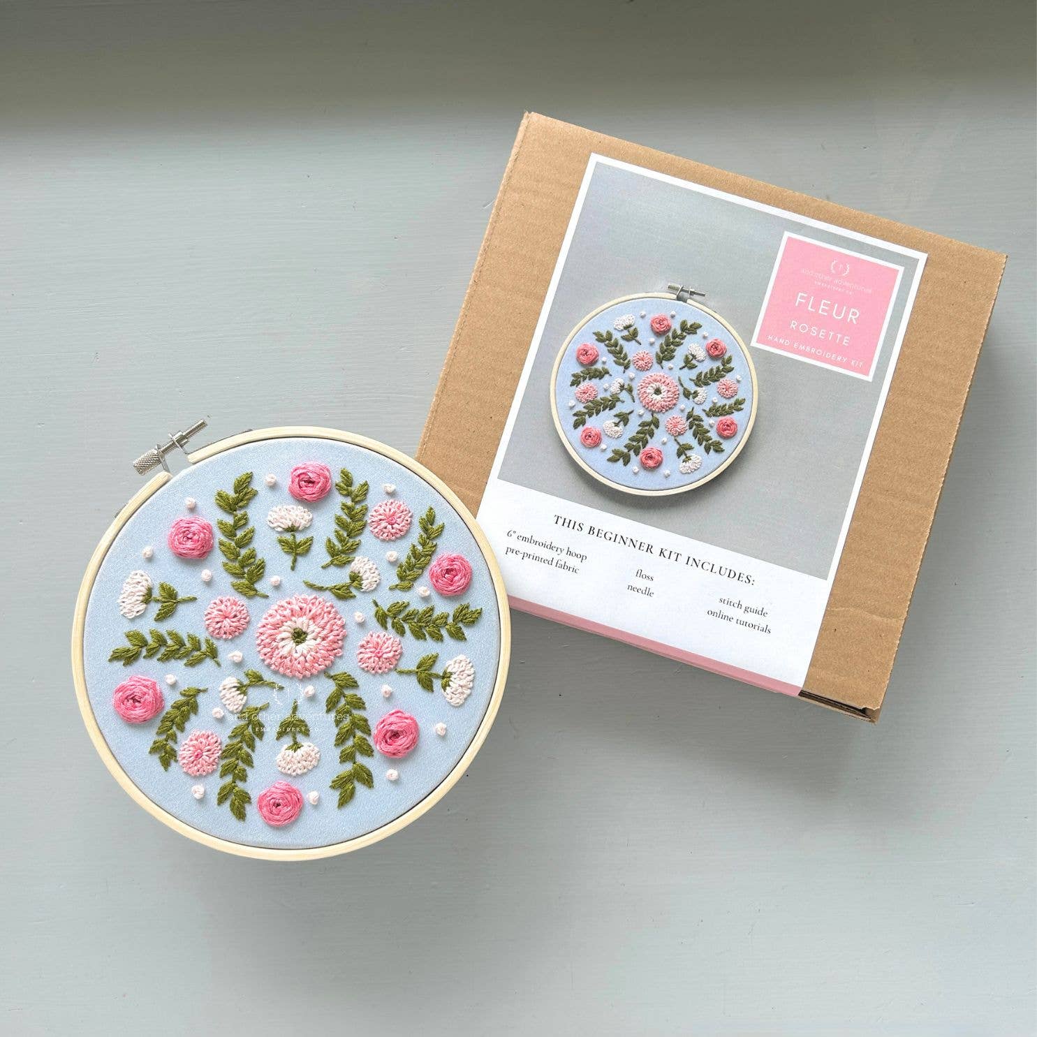 Hand Embroidery Kit - Fleur in Rosette