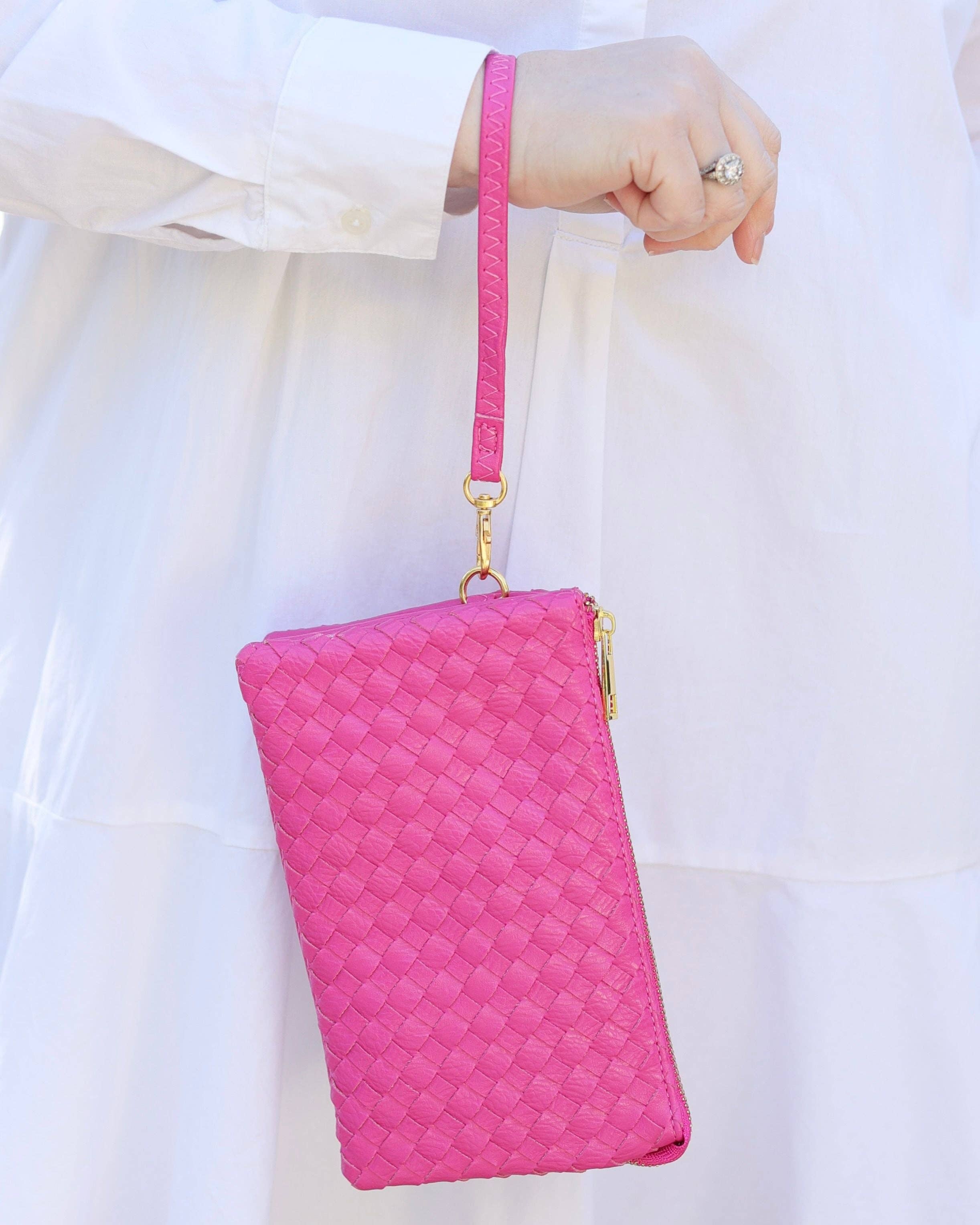 Liz Crossbody Bag Woven Hot Pink