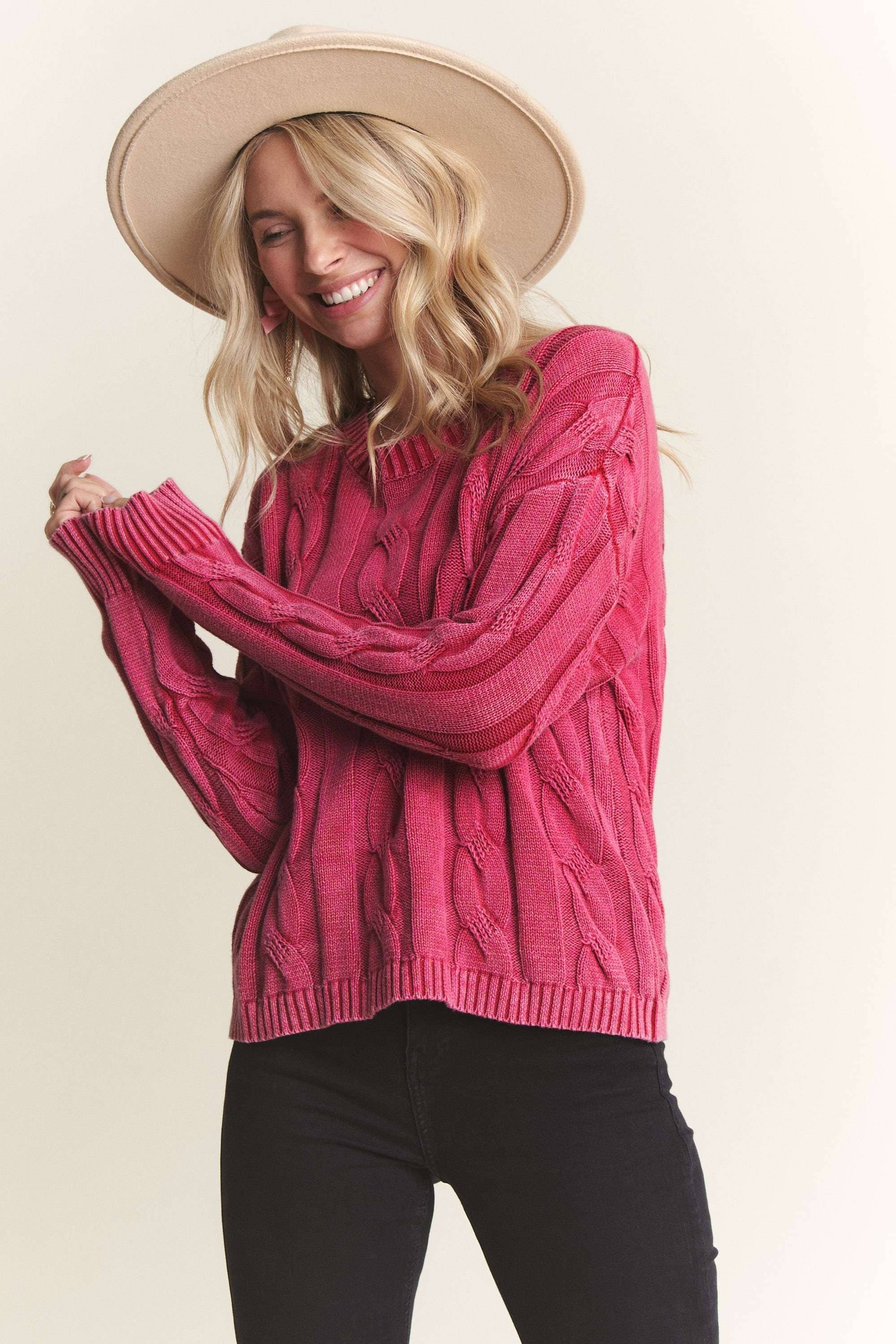 MINERAL WASHED CABLE KNIT