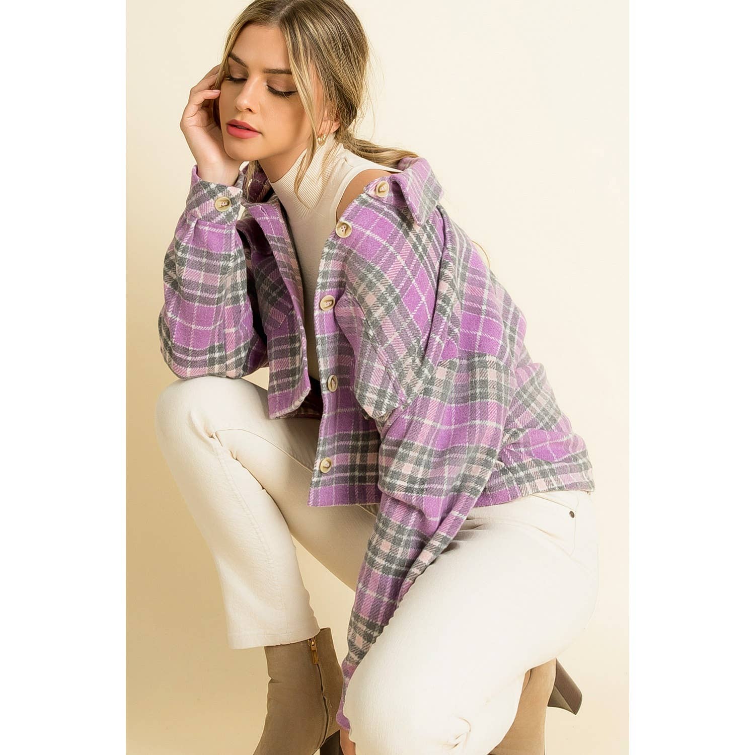 Plaid Cropped Shacket