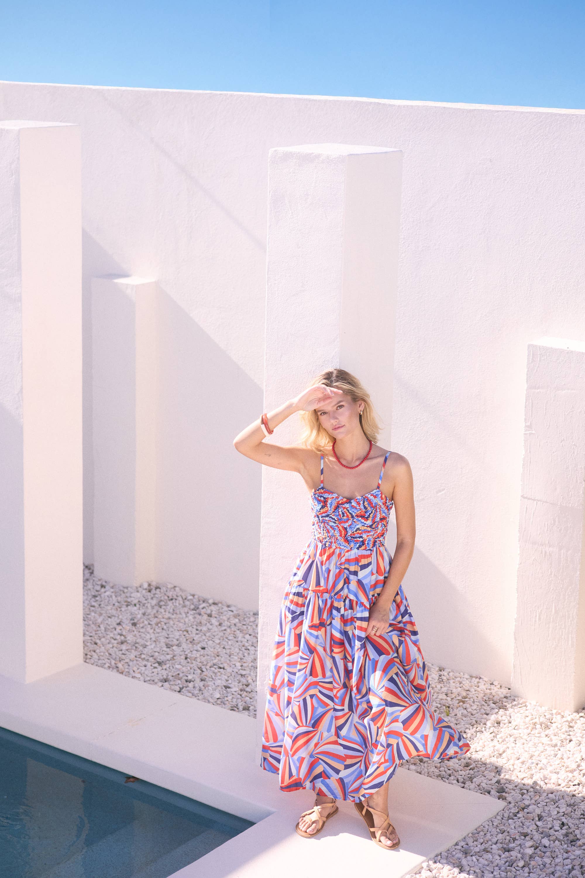 Smocked Bodice Midi Dress