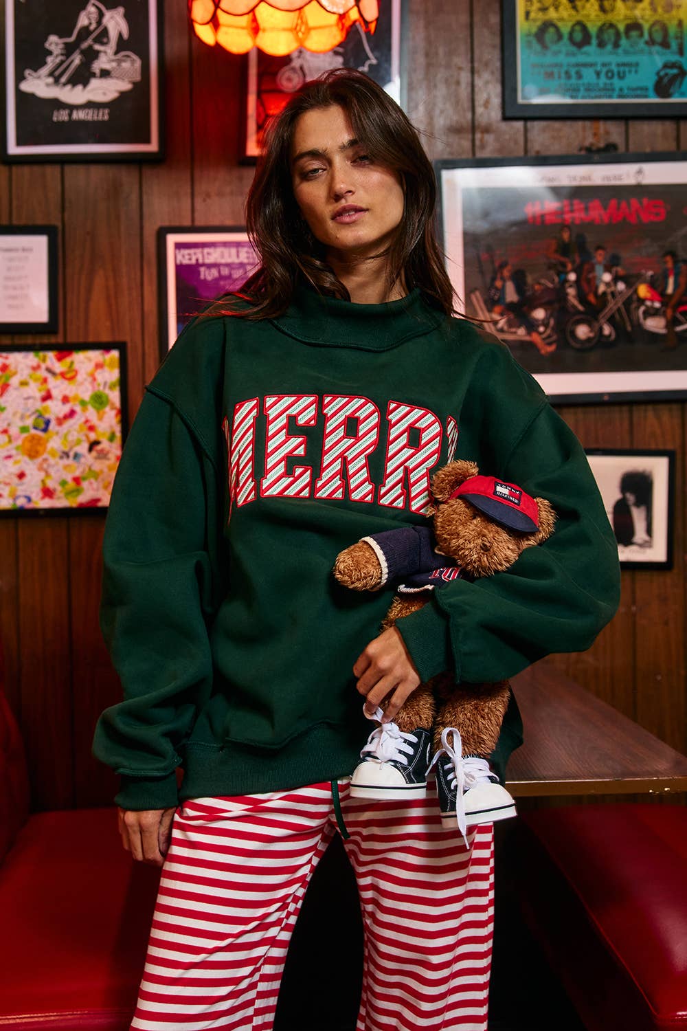 MERRY' Embroidered Mock Neck Sweatshirt