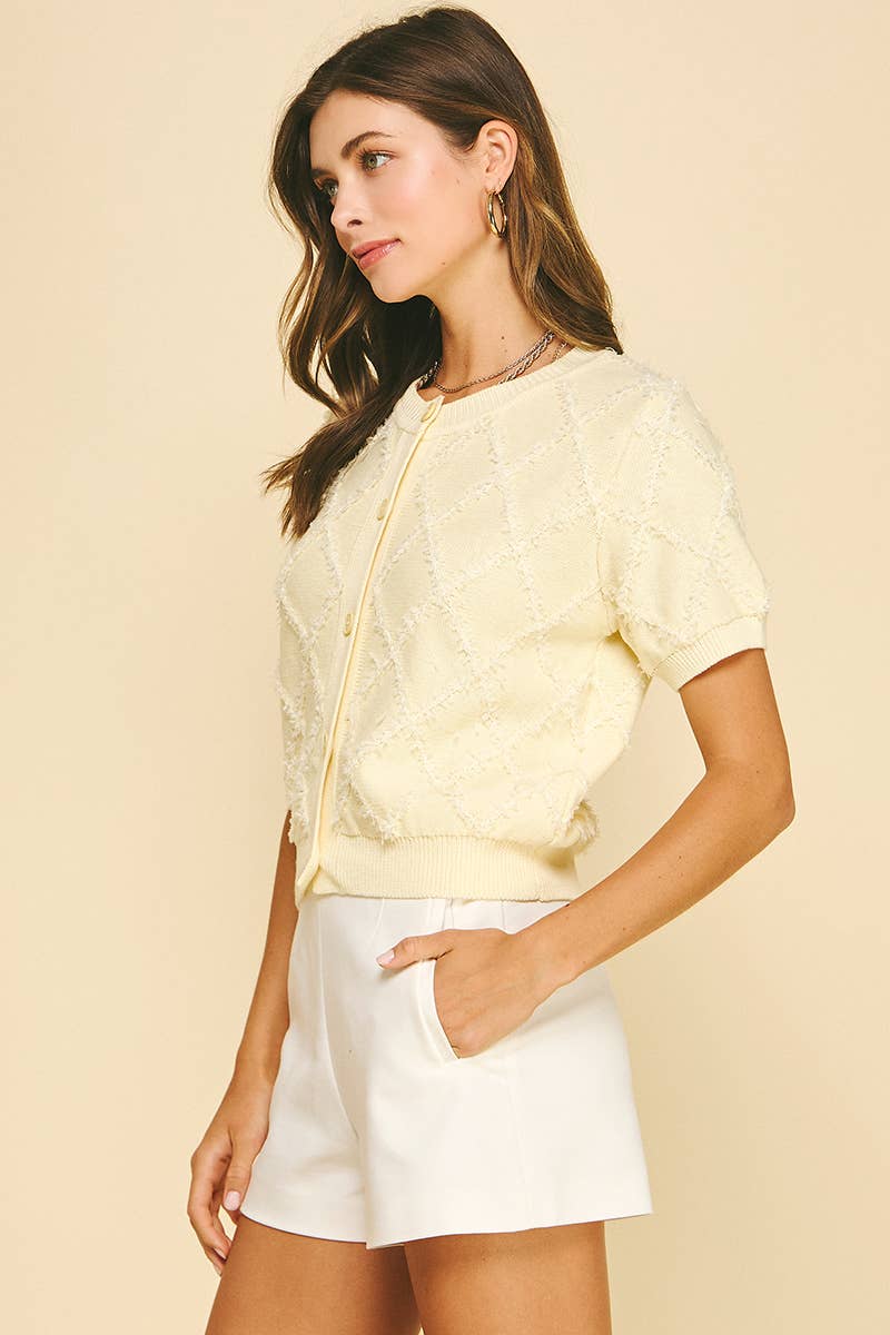 DIAMOND PATTERN CARDIGAN