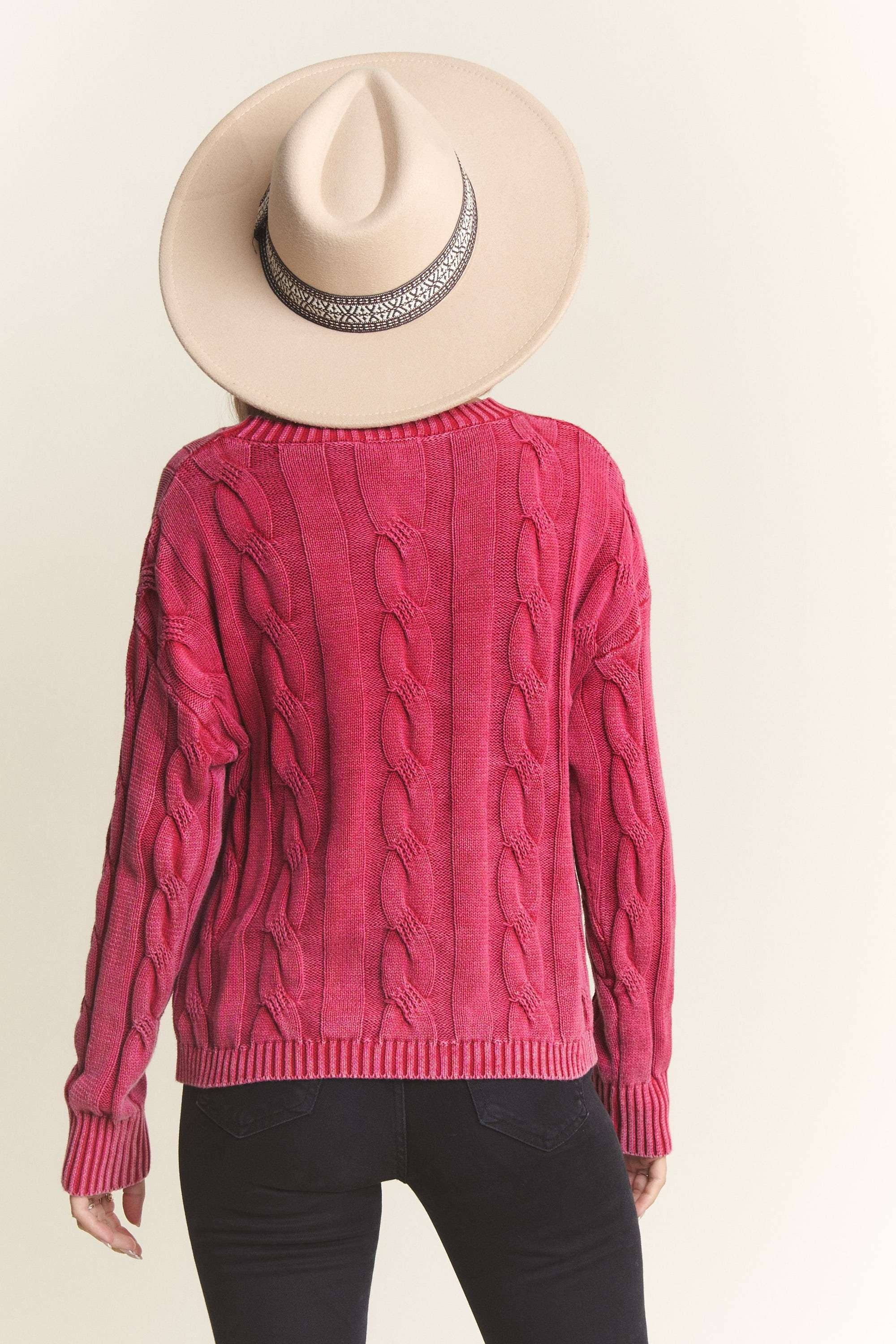 MINERAL WASHED CABLE KNIT