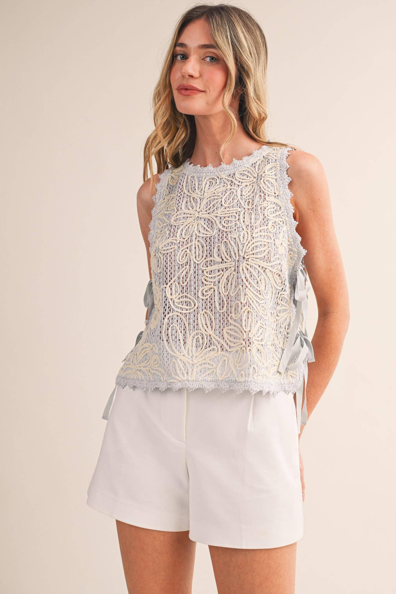 FLORAL CROCHET TANK