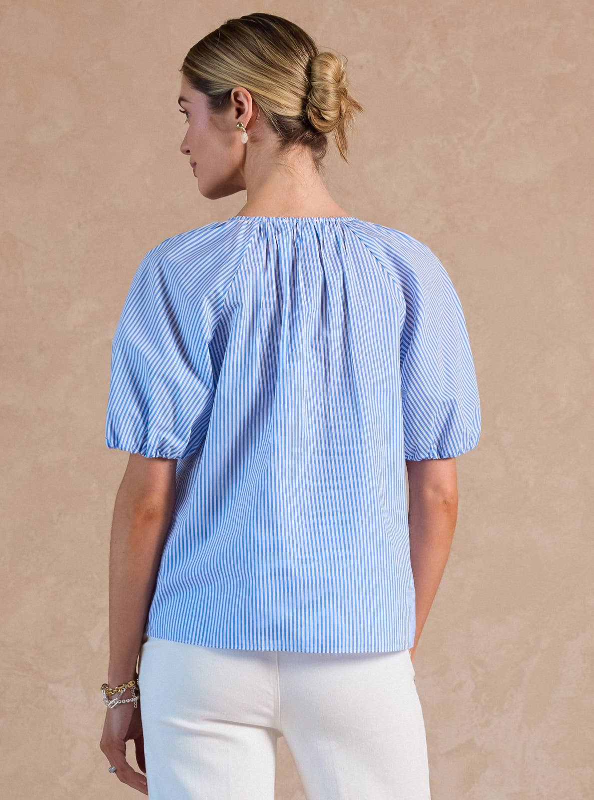 Striped Embroidered Blouse
