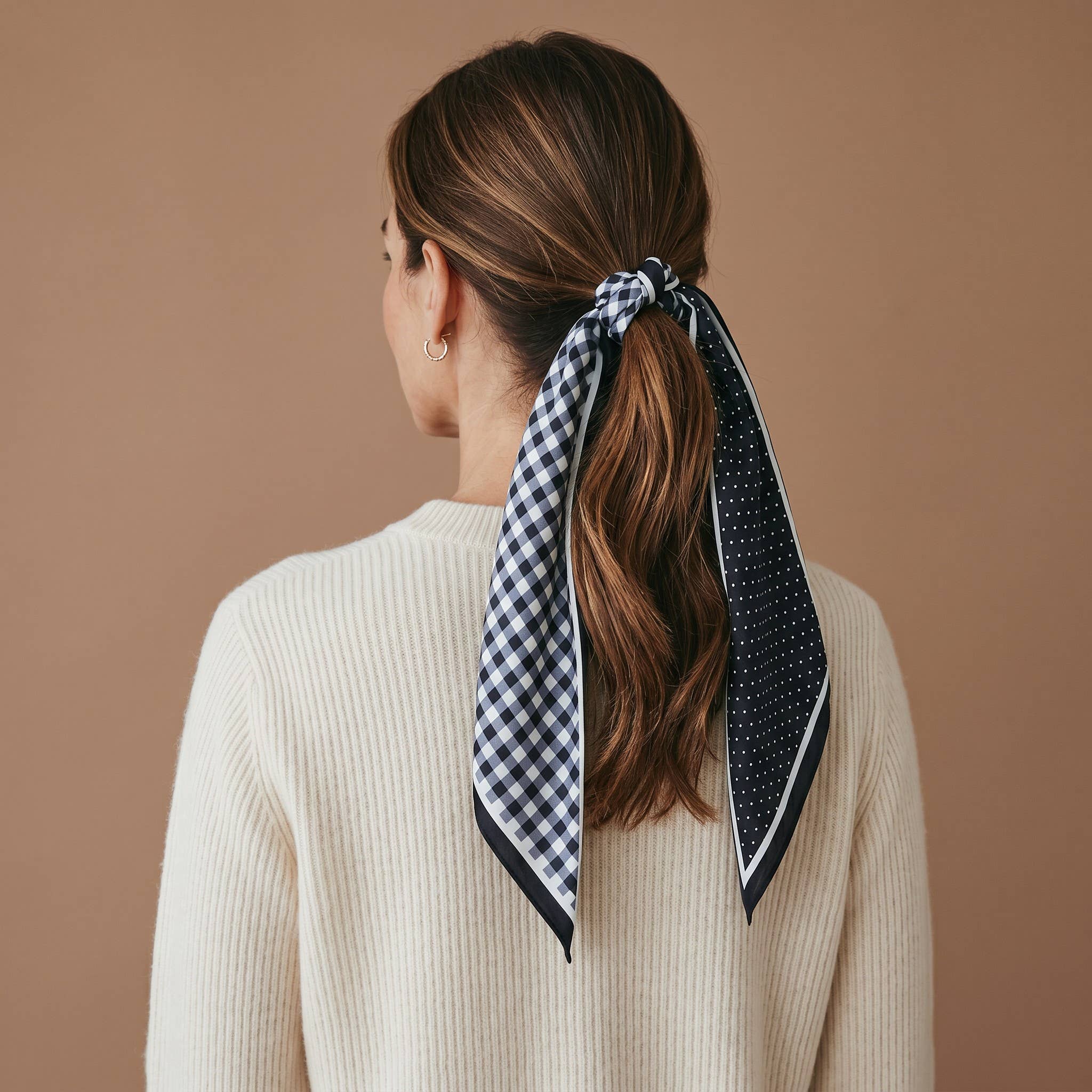 Twirl & Tie Scarf Accessory-Gingham Black