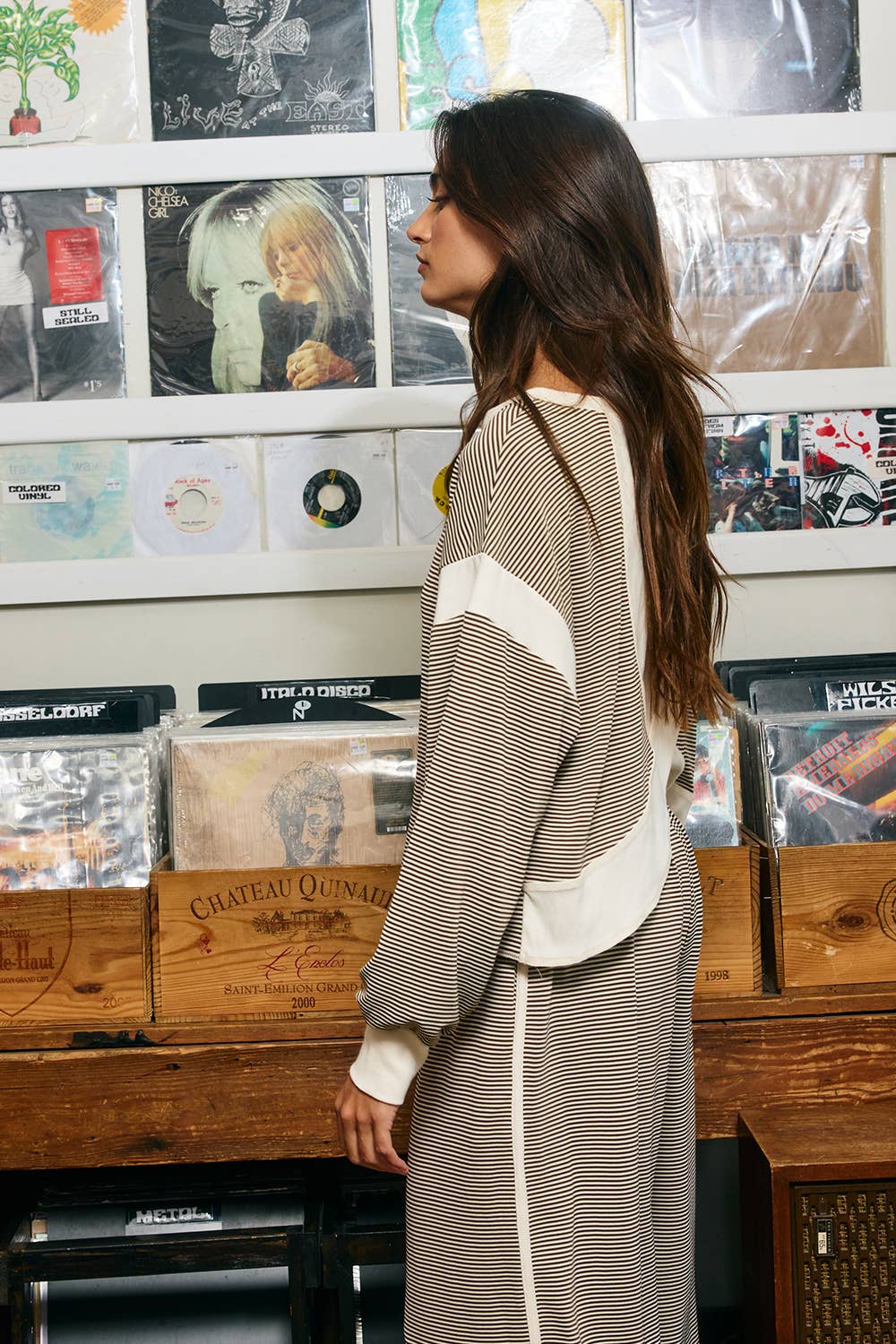 Striped Cross-Back Active Knit Pullover