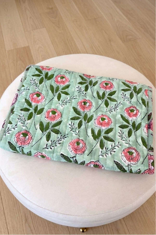 Freya Green Floral Jewelry Pouch