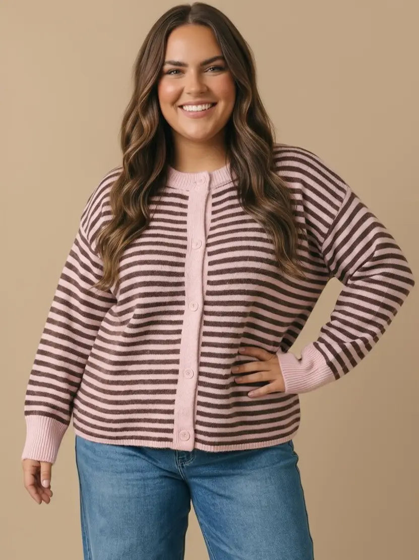 Striped Button Down Cardigan