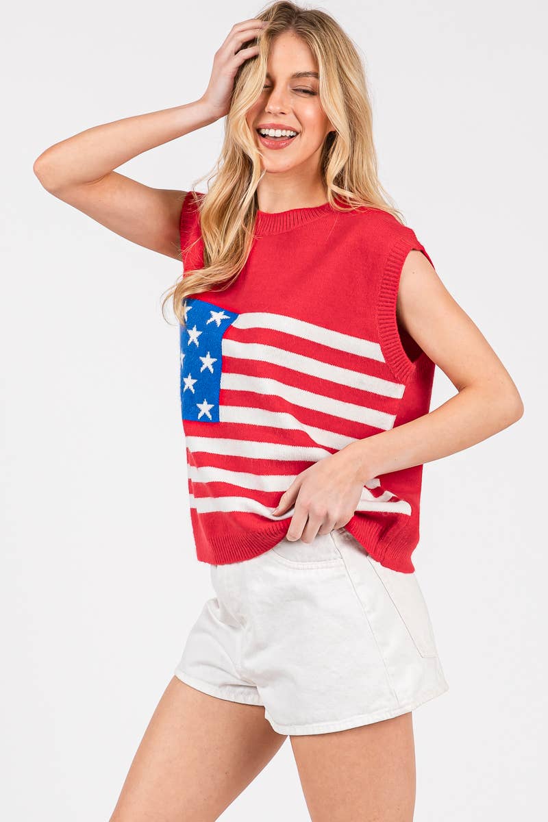 AMERICAN FLAG SWEATER VEST