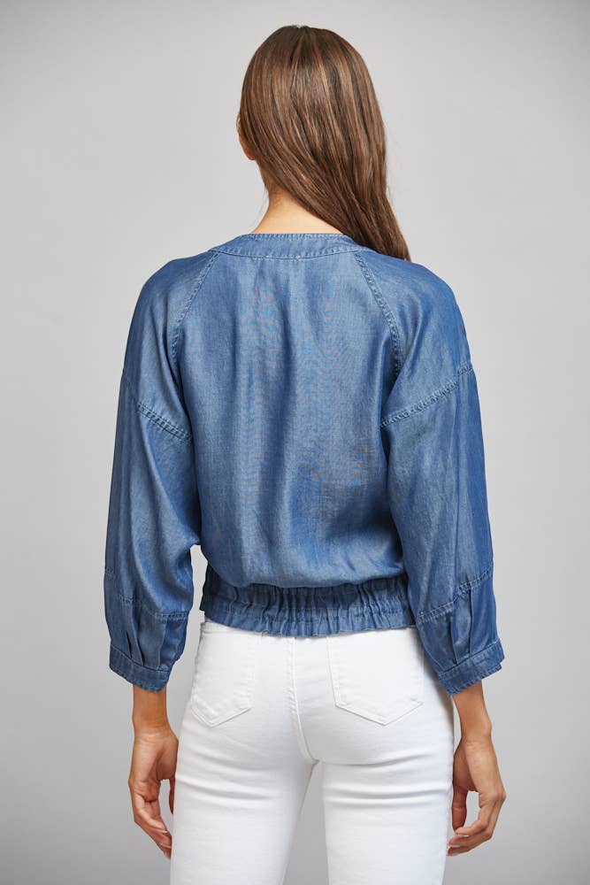 ADJUSTABLE HEM 3/4 SLV TENCEL JACKET FJ74099