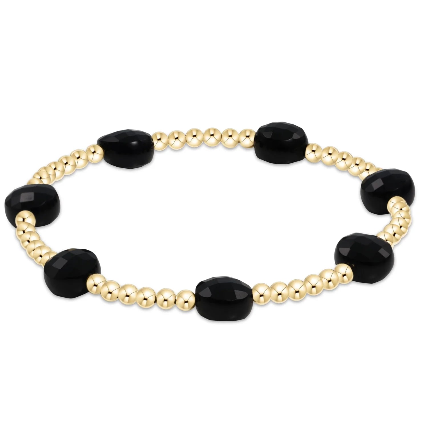 Admire Gold 3mm Bead Bracelet - Faceted Onyx