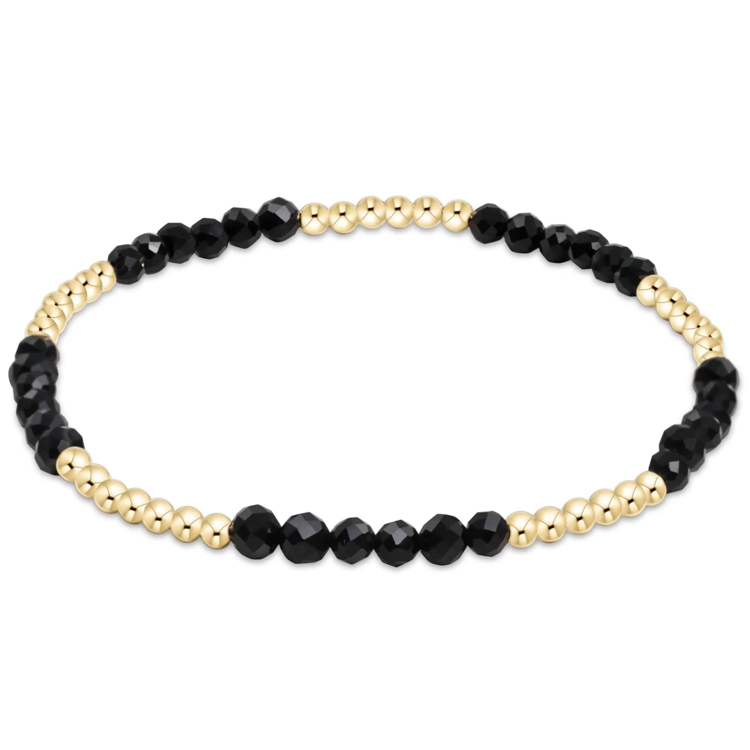 Blissful Pattern 2.5mm Bead Bracelet - Faceted Onyx