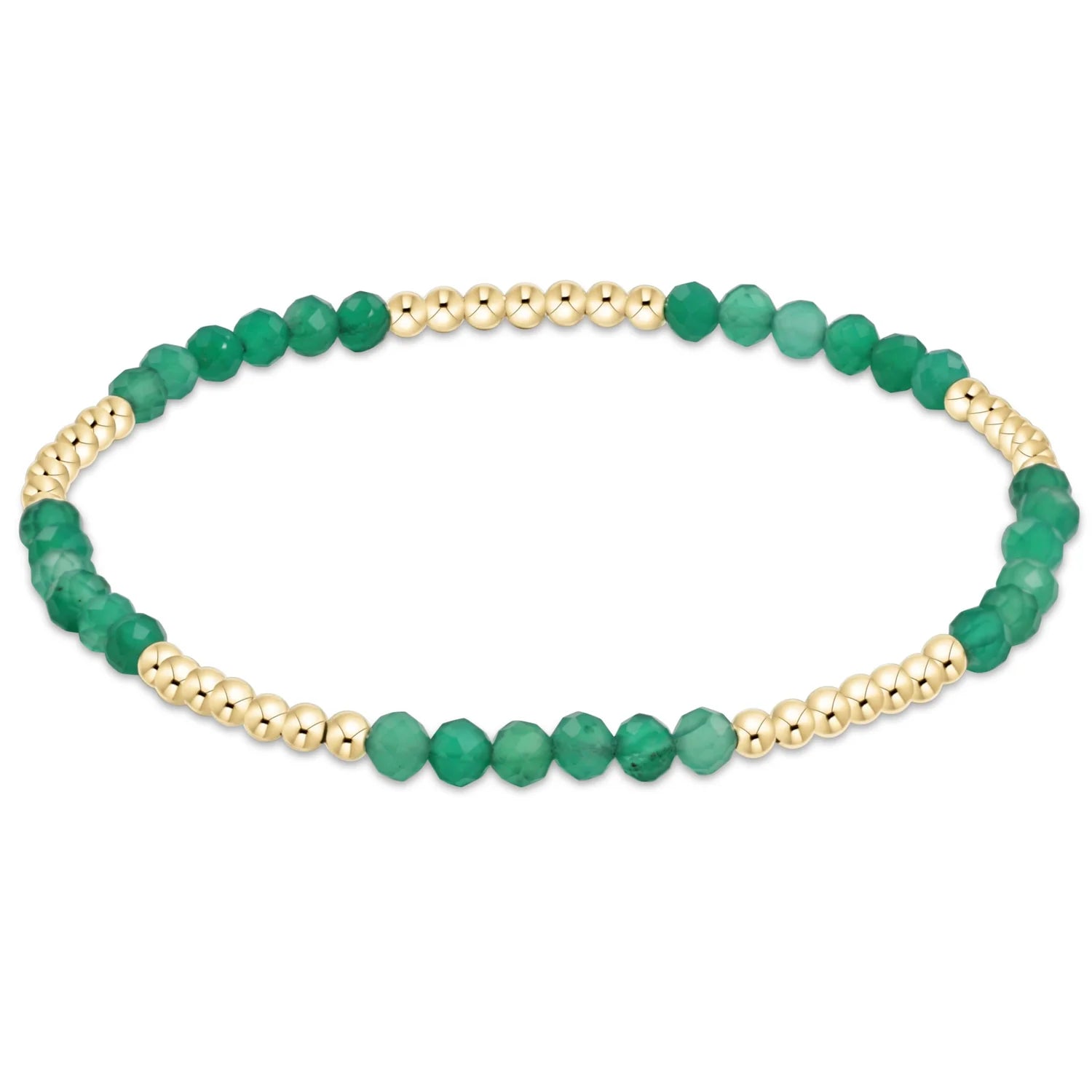 Blissful Pattern 2.5mm Bead Bracelet - Green Onyx