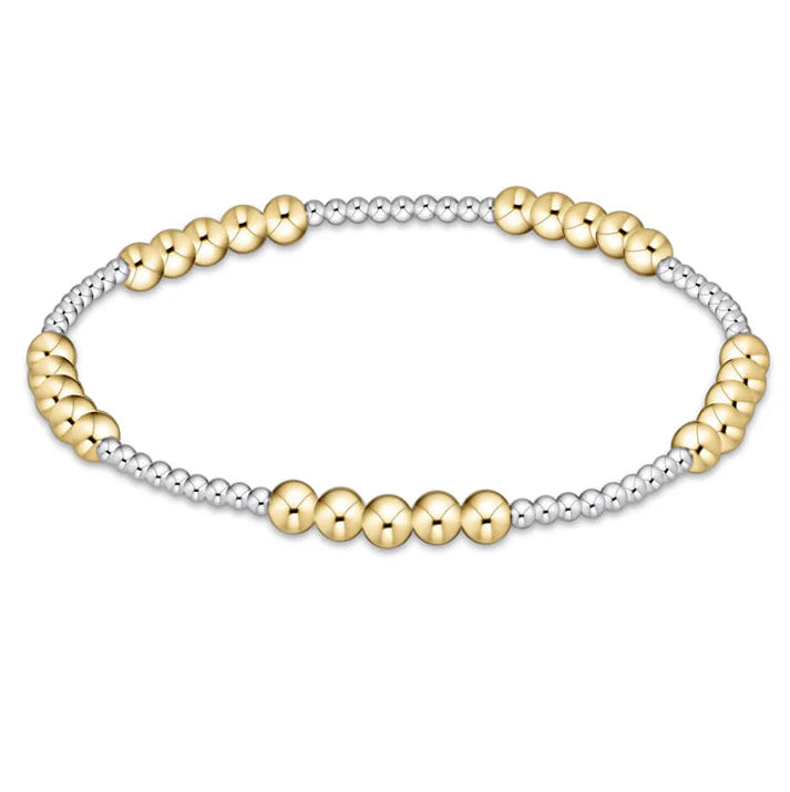 Classic Blissful Pattern 2mm Bead Bracelet - 4mm Mixed Metal