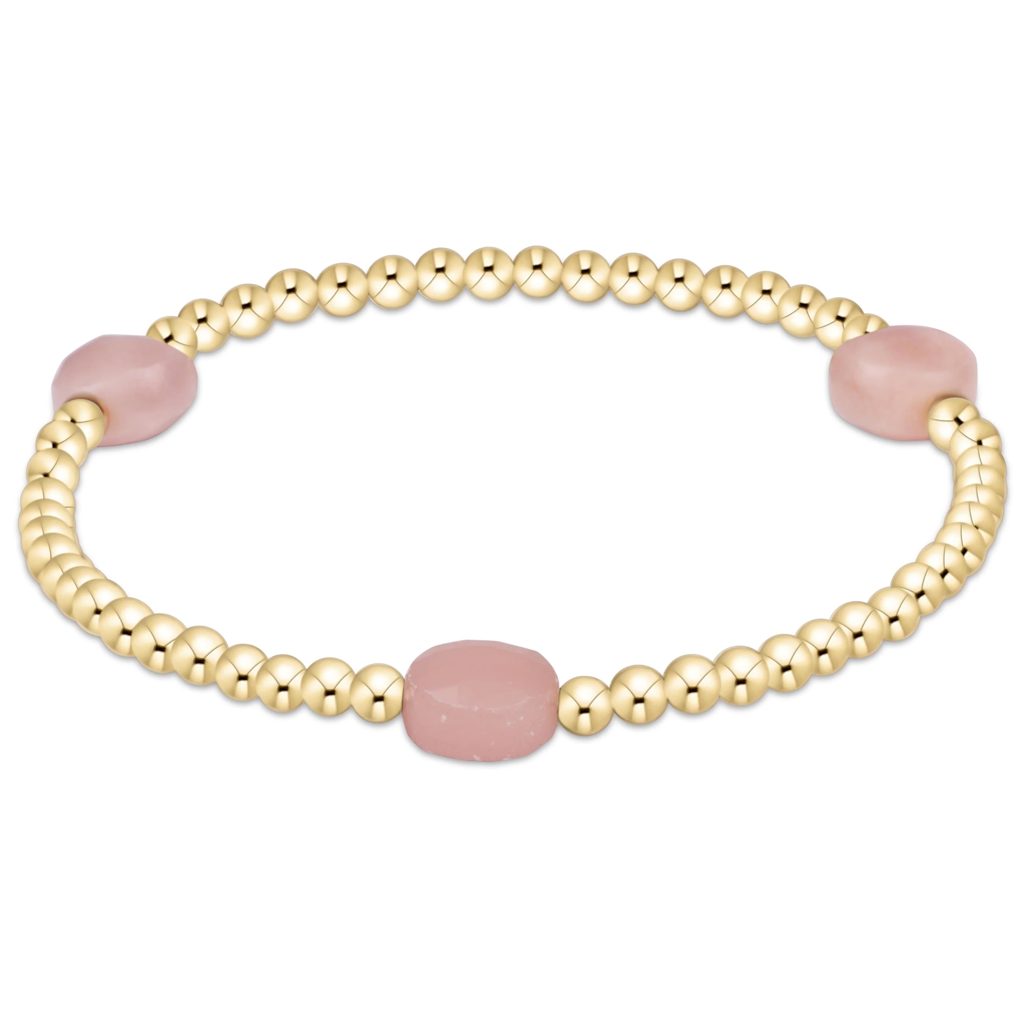 Admire Gem 3mm Gold Bracelet - Pink Opal