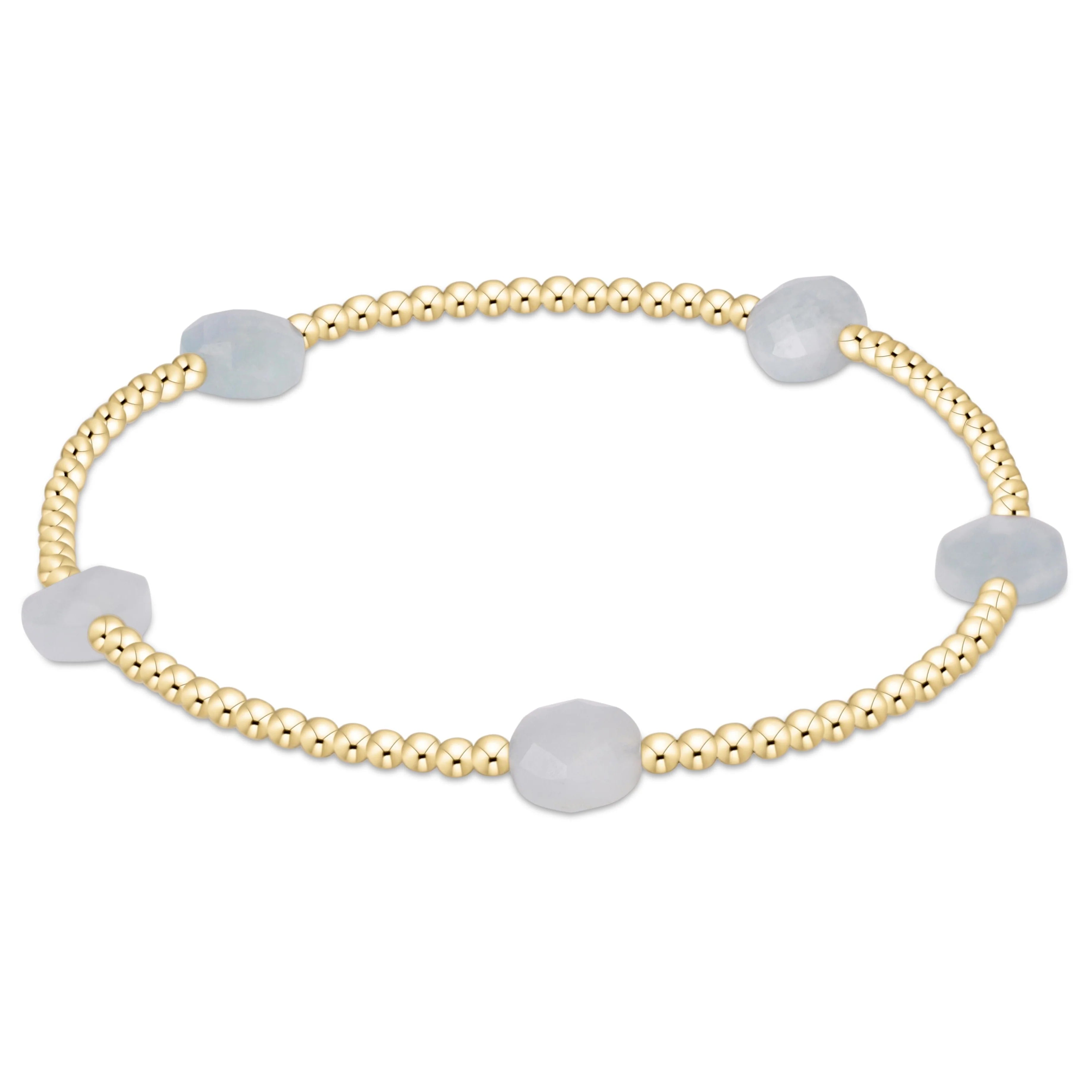 Admire Small Gem 2mm Gold Bracelet- Aquamarine