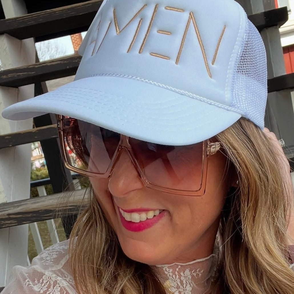 White Amen Trucker Hat