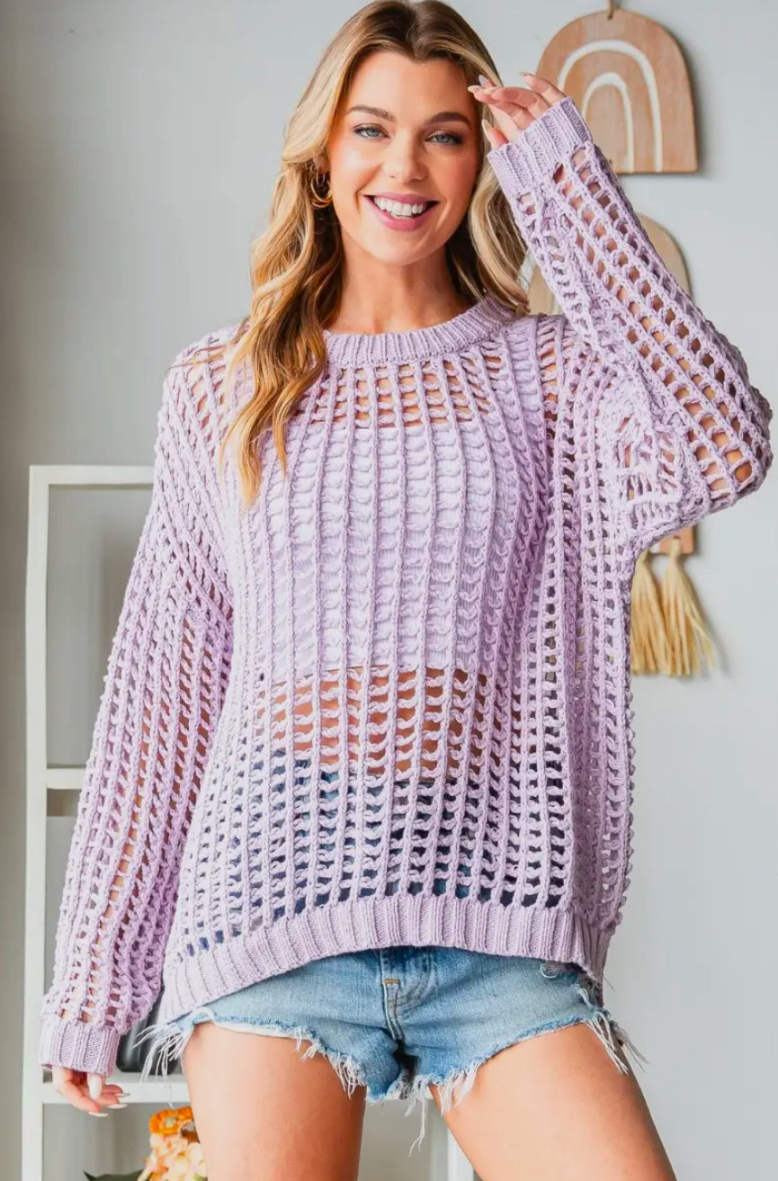 Lavender Crochet Sweater