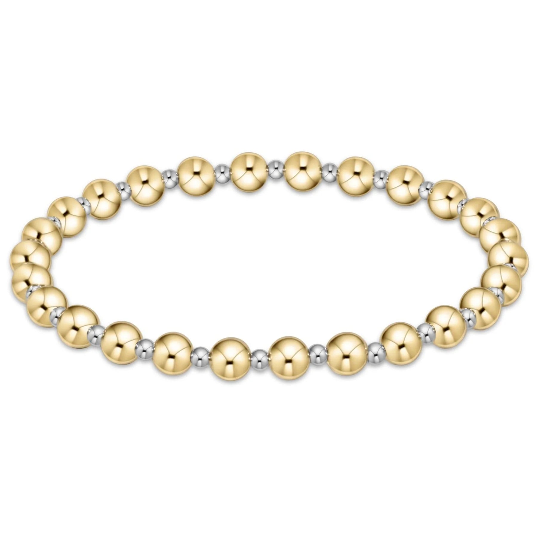 Classic Grateful Pattern 6mm Bead Bracelet - Mixed Metal