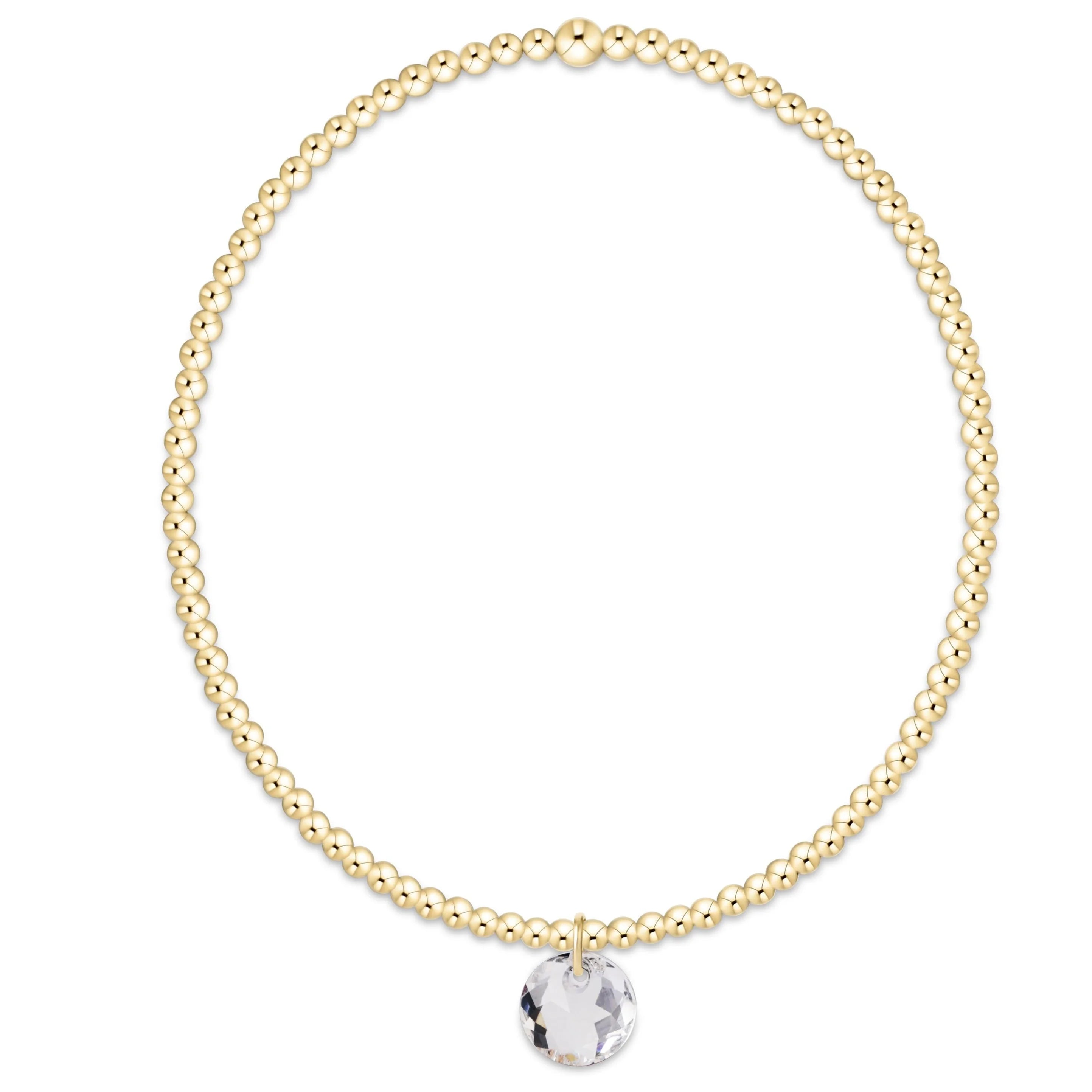 Classic Gold 2mm Bracelet - Reflection Small Charm - April