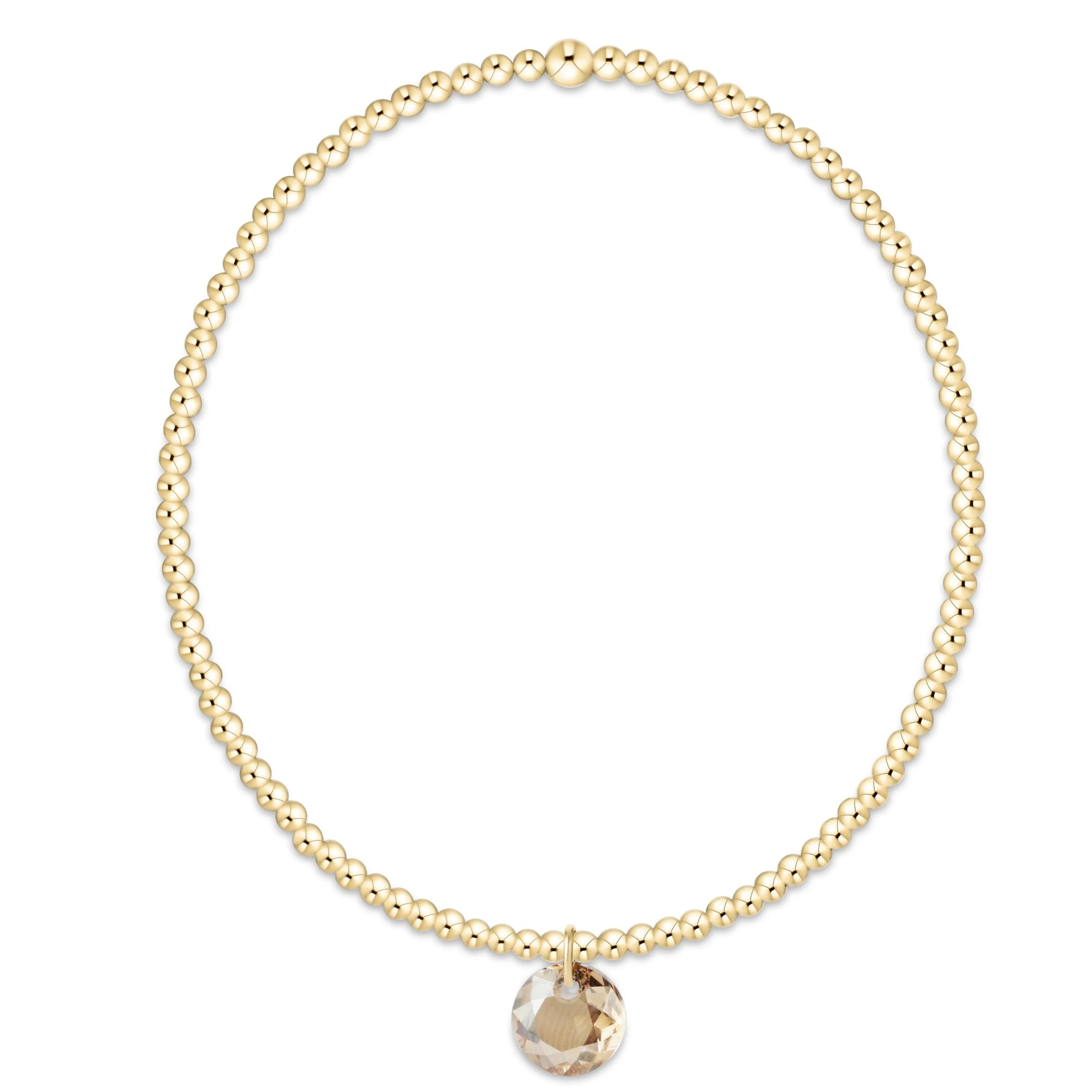 Classic Gold 2mm Bracelet - Reflection Small Charm - November