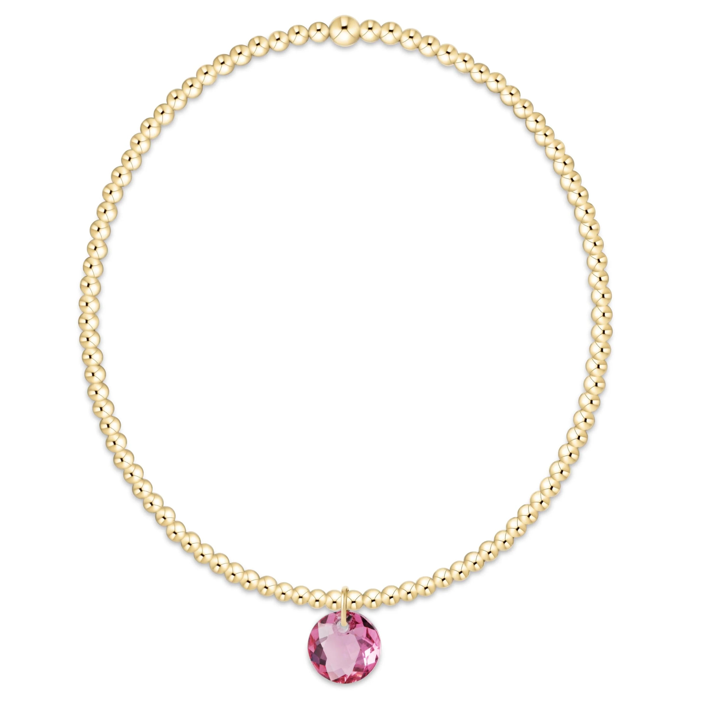 Classic Gold 2mm Bracelet - Reflection Small Charm - October
