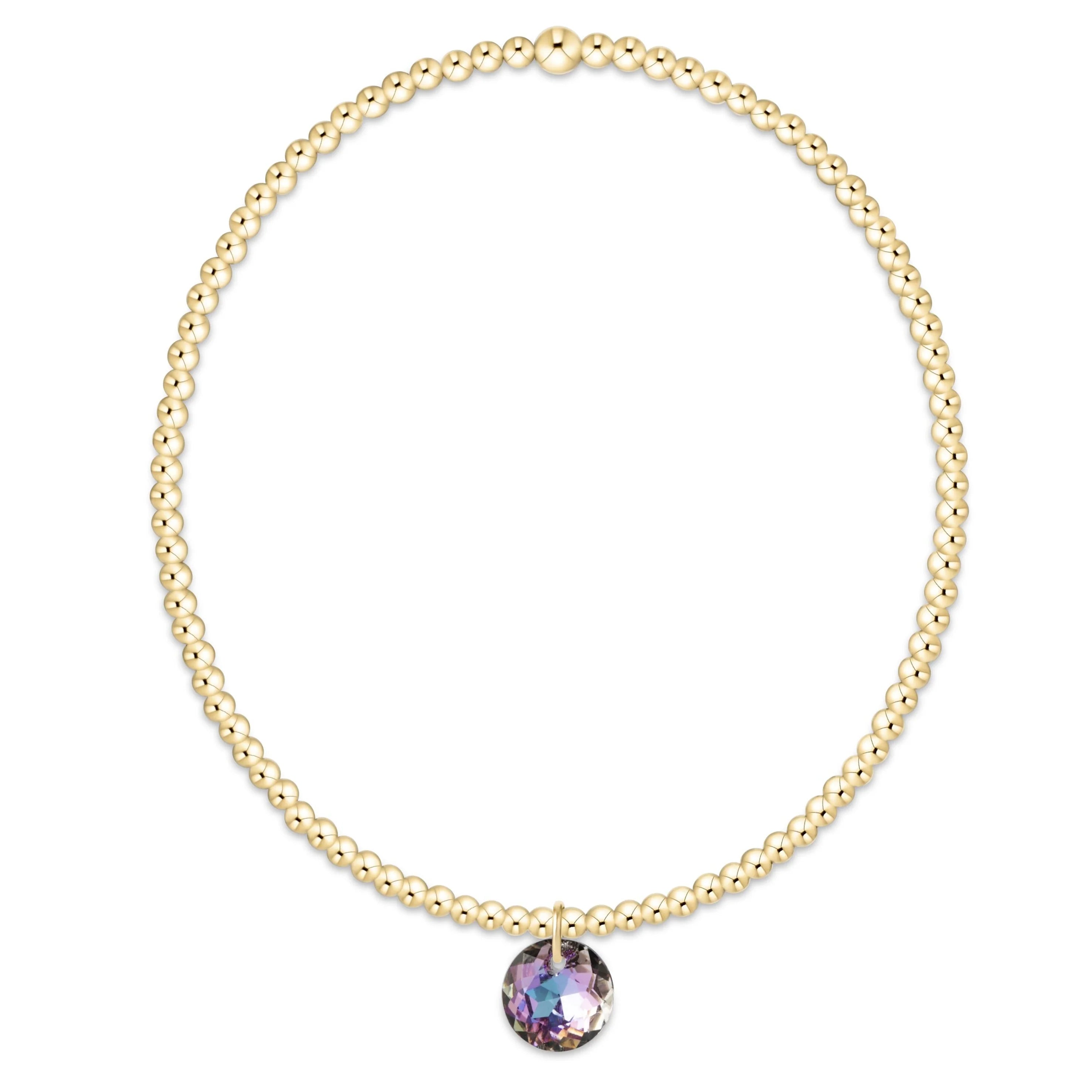 Classic Gold 2mm Bracelet - Reflection Small Charm - June