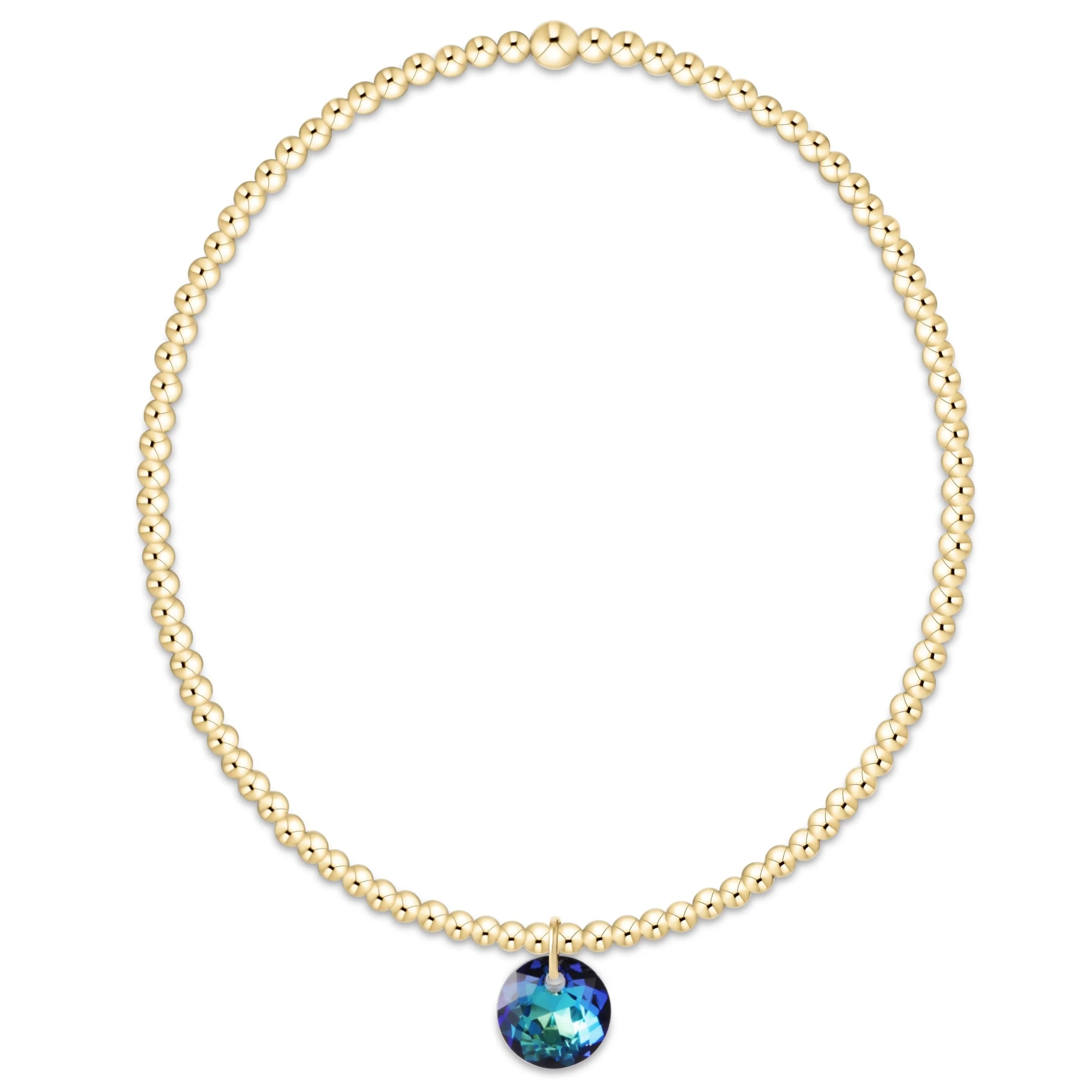Classic Gold 2mm Bracelet - Reflection Small Charm - December
