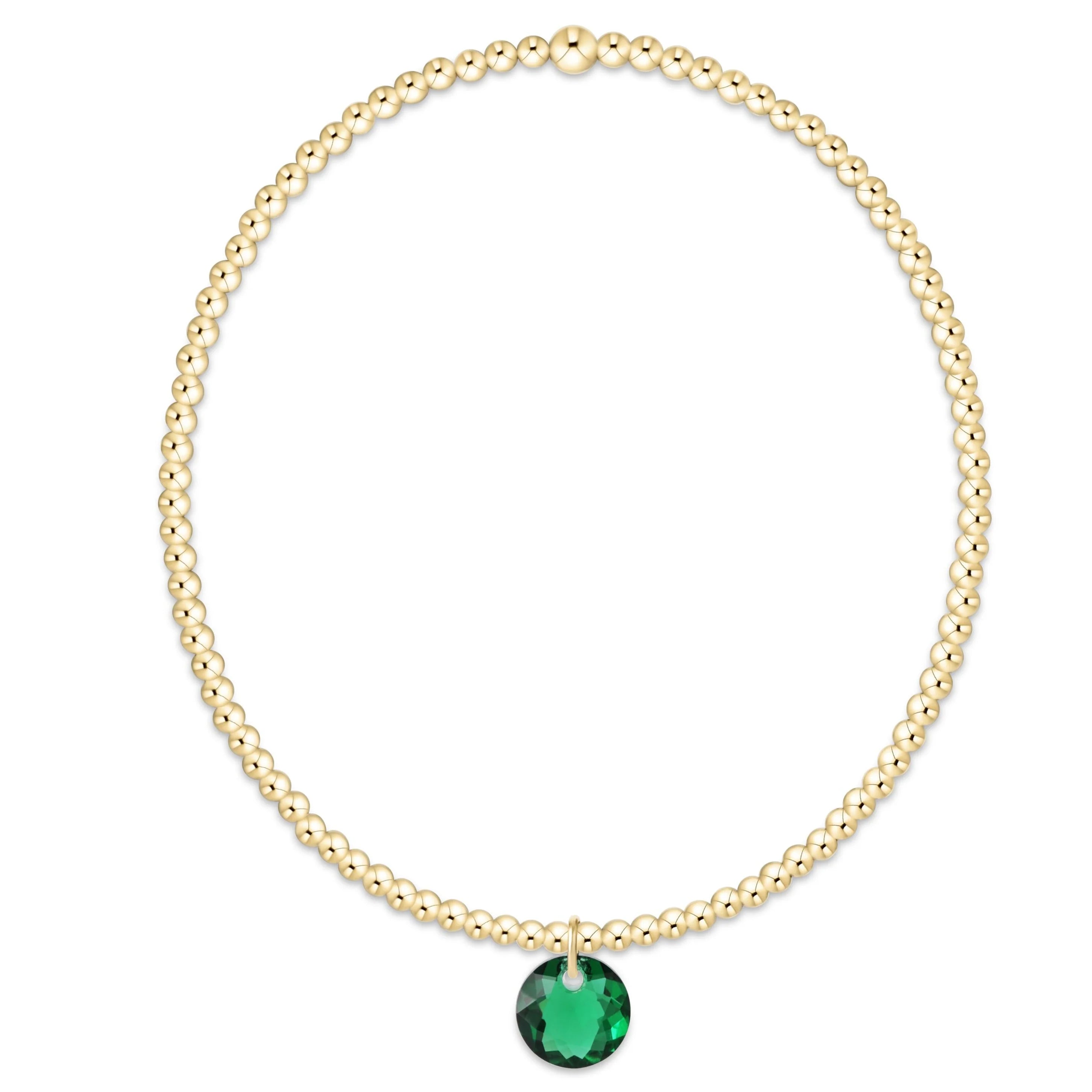 Classic Gold 2mm Bracelet - Reflection Small Charm - May