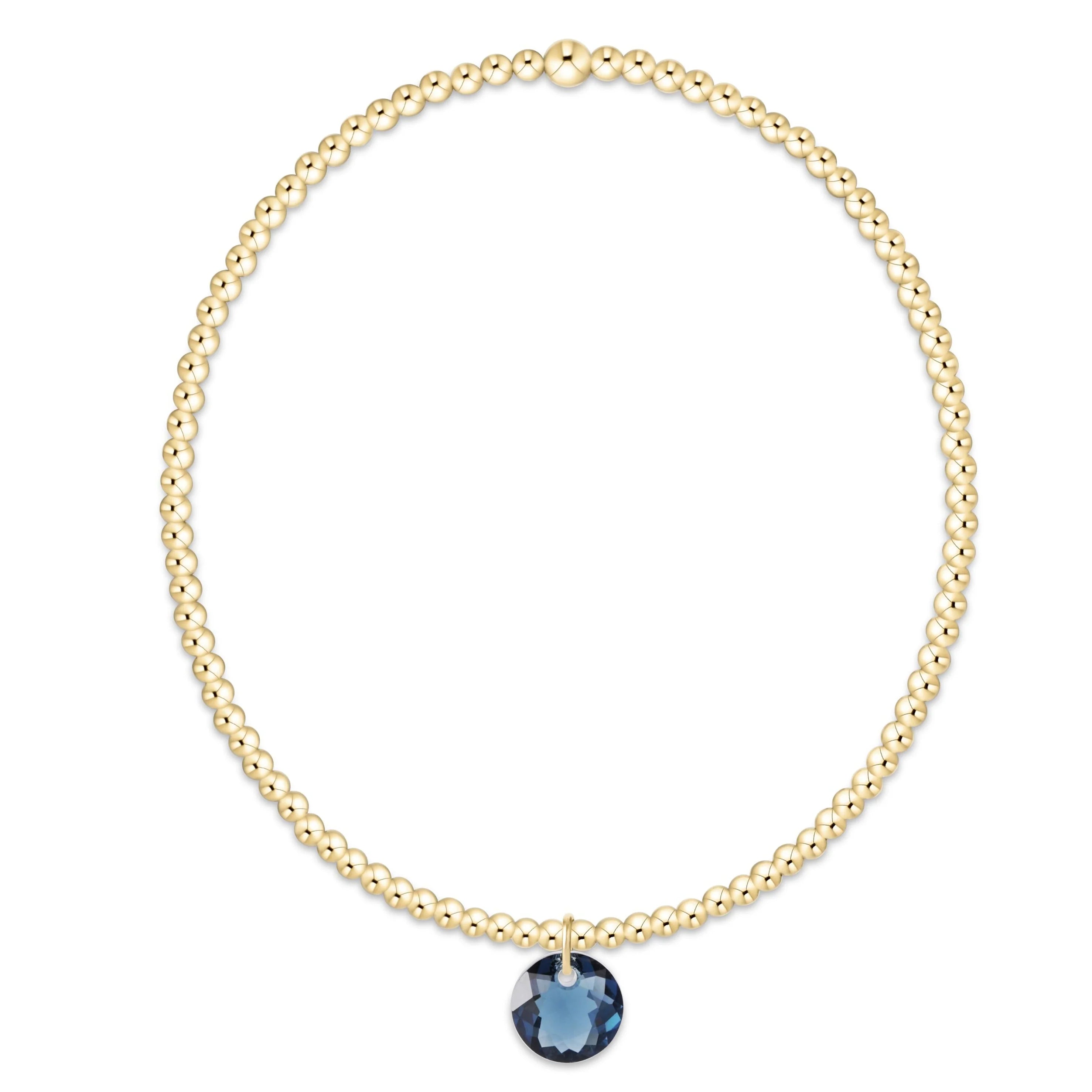 Classic Gold 2mm Bracelet - Reflection Small Charm - September