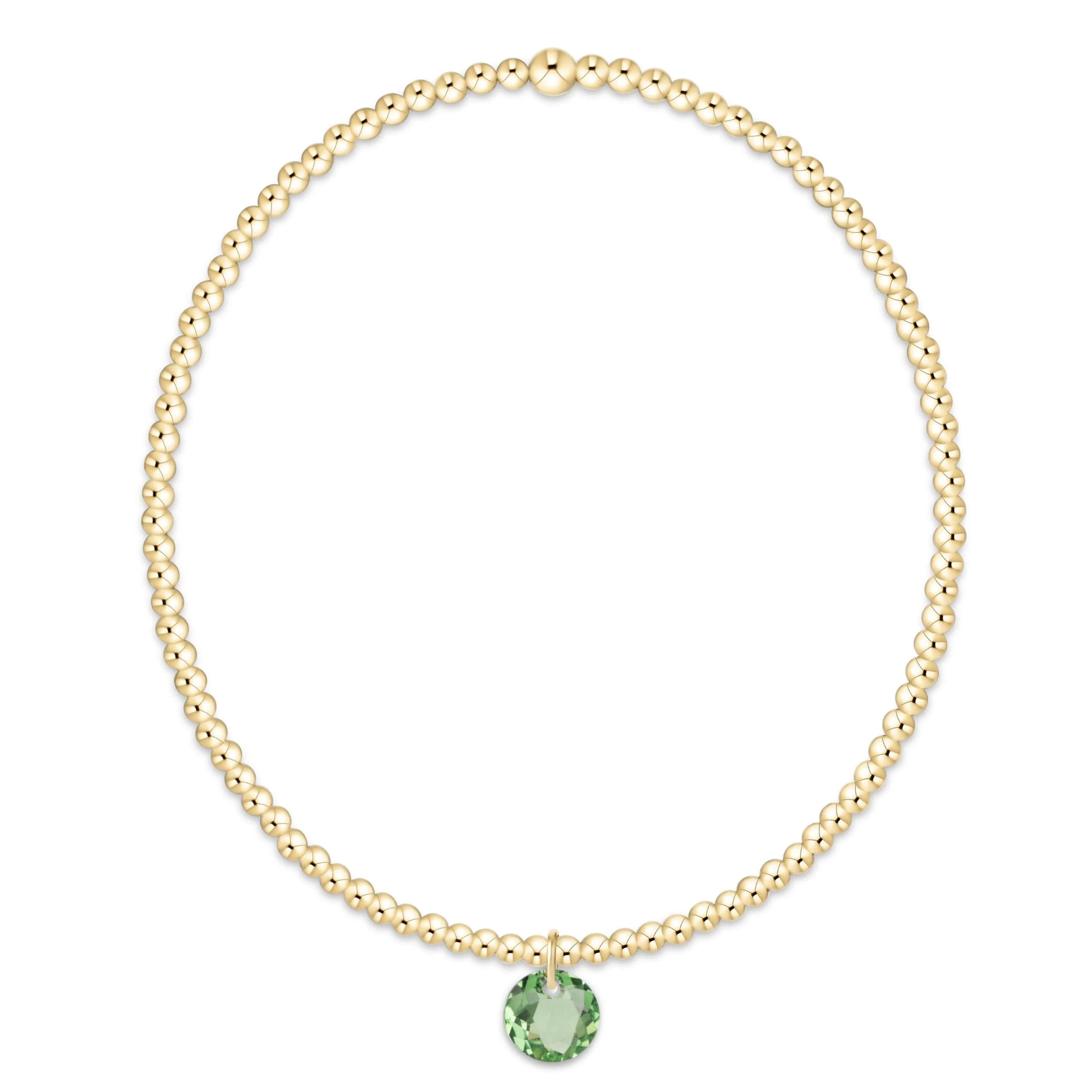 Classic Gold 2mm Bracelet - Reflection Small Charm - August