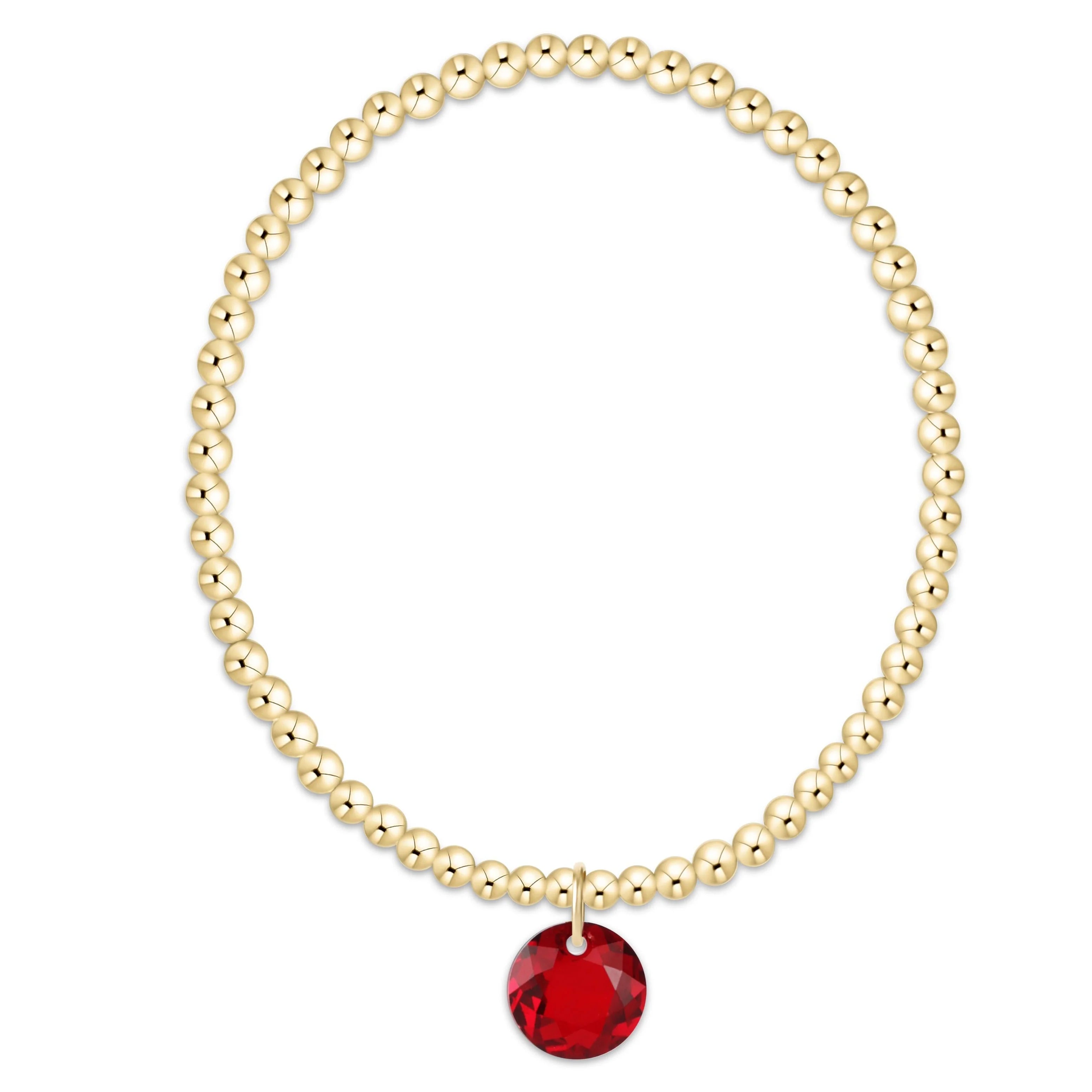 Classic Gold 3mm Bracelet - Reflection Charm - January