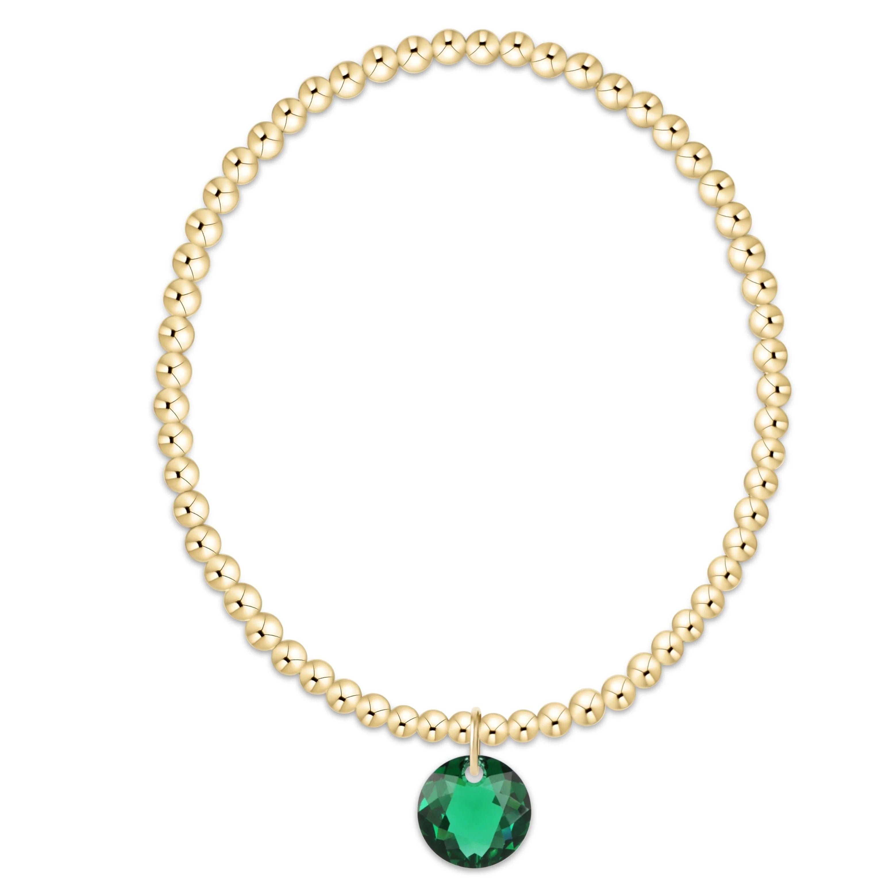 Classic Gold 3mm Bracelet - Reflection Charm - May