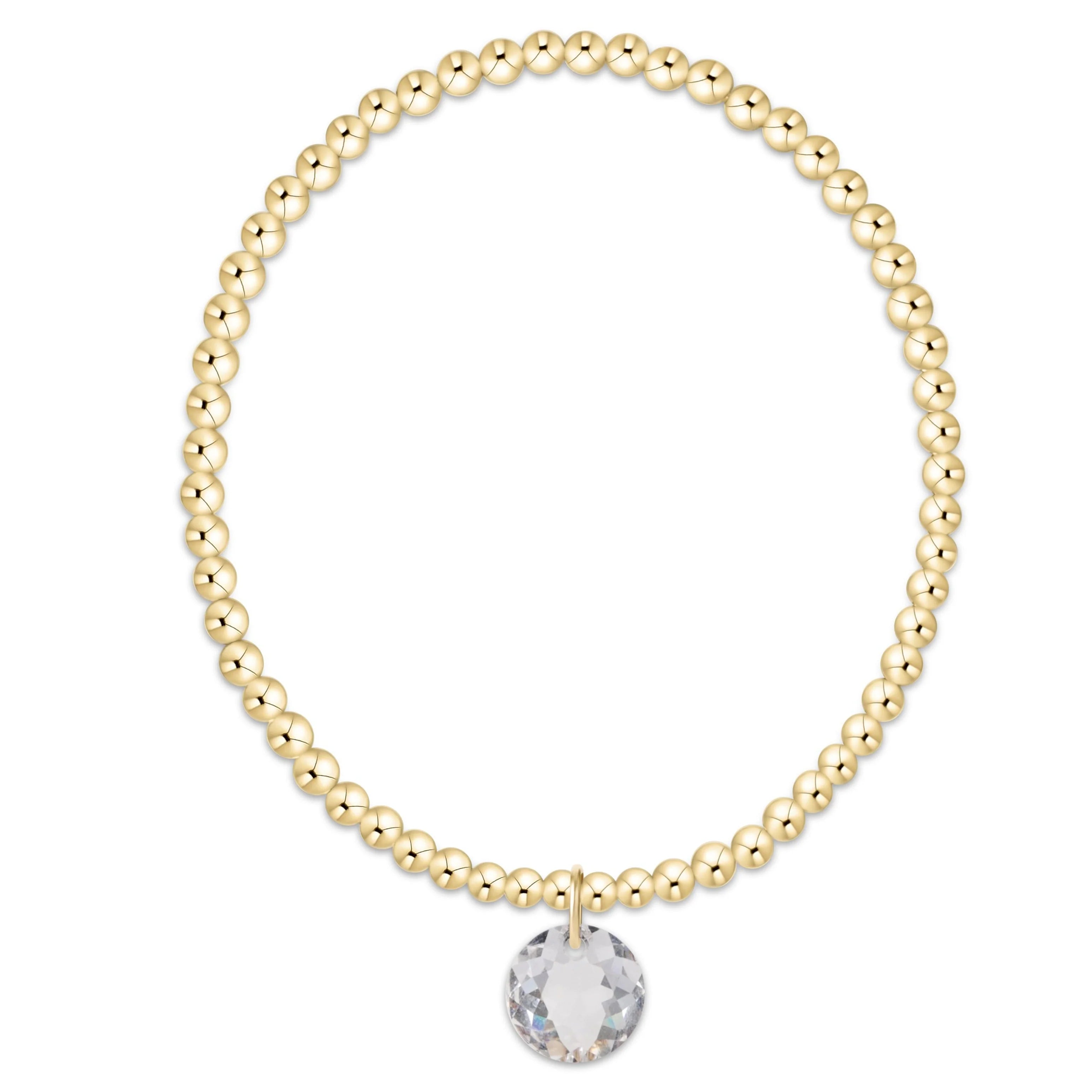 Classic Gold 3mm Bracelet - Reflection Charm - April