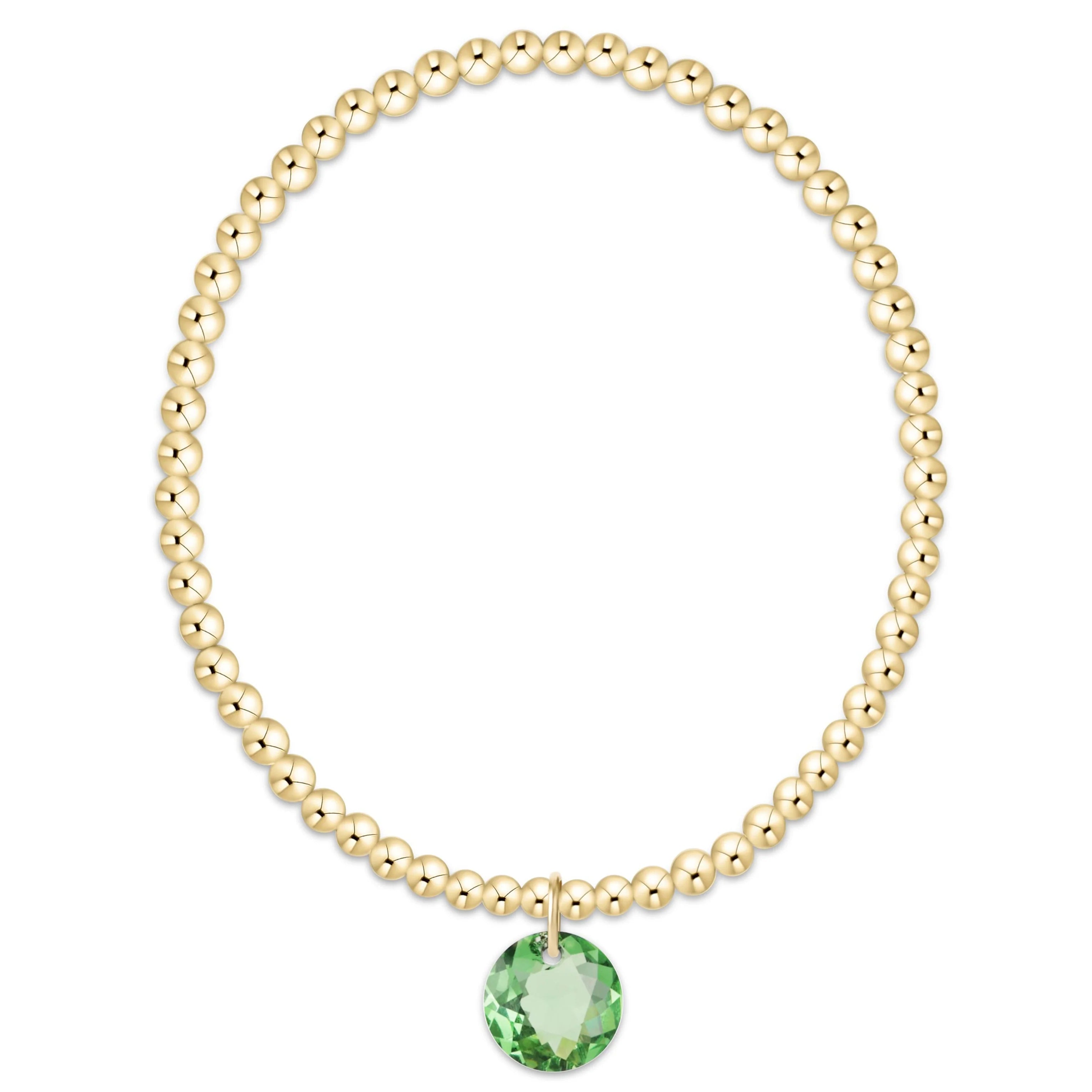 Classic Gold 3mm Bracelet - Reflection Charm - August