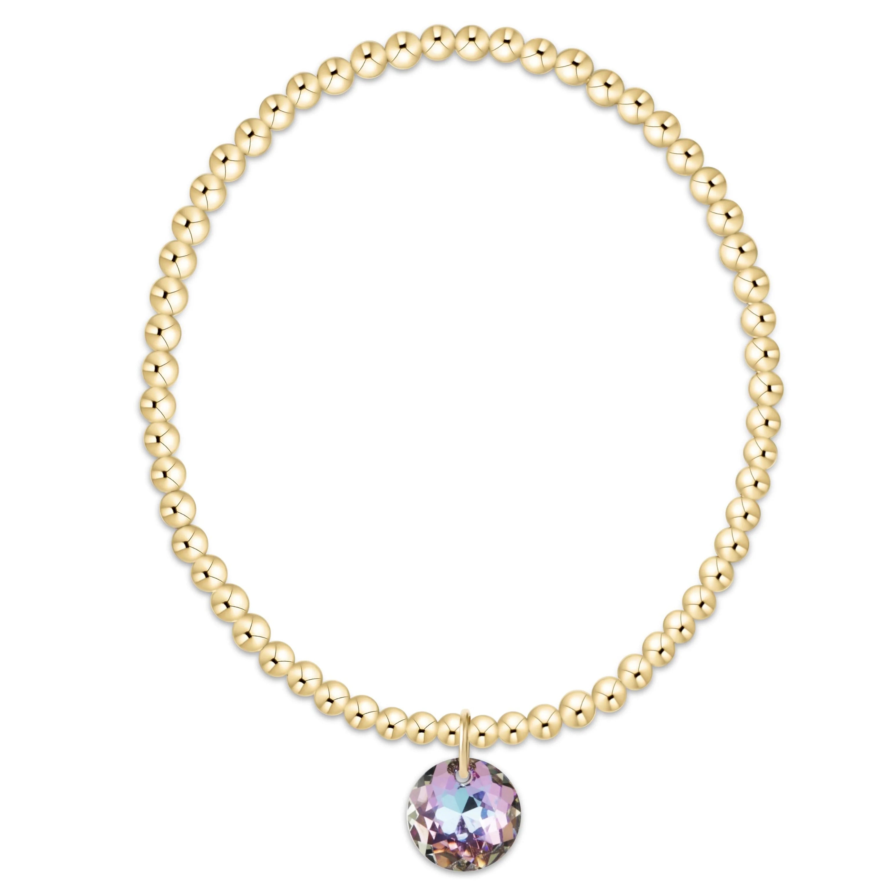 Classic Gold 3mm Bracelet - Reflection Charm - June