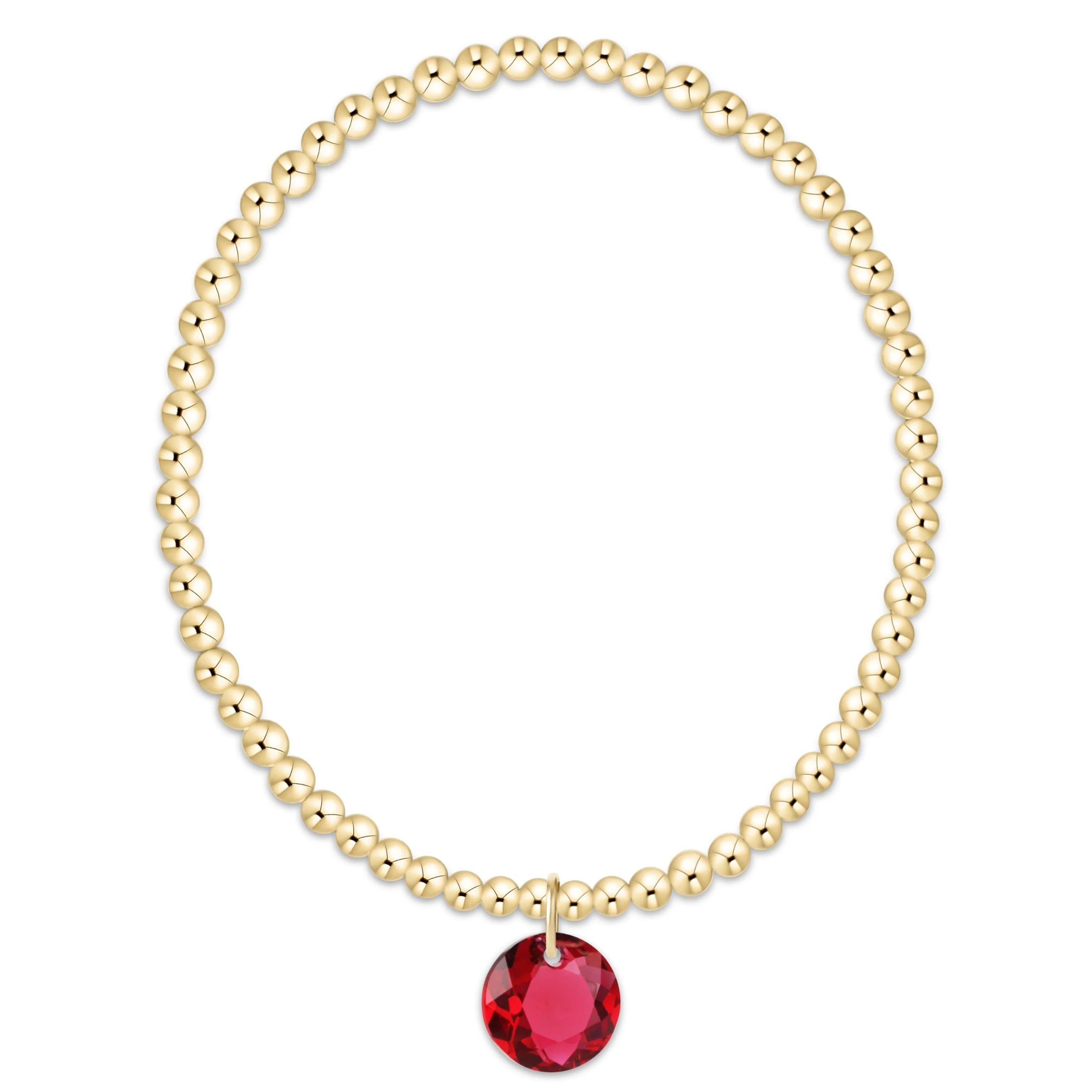Classic Gold 3mm Bracelet - Reflection Charm - July