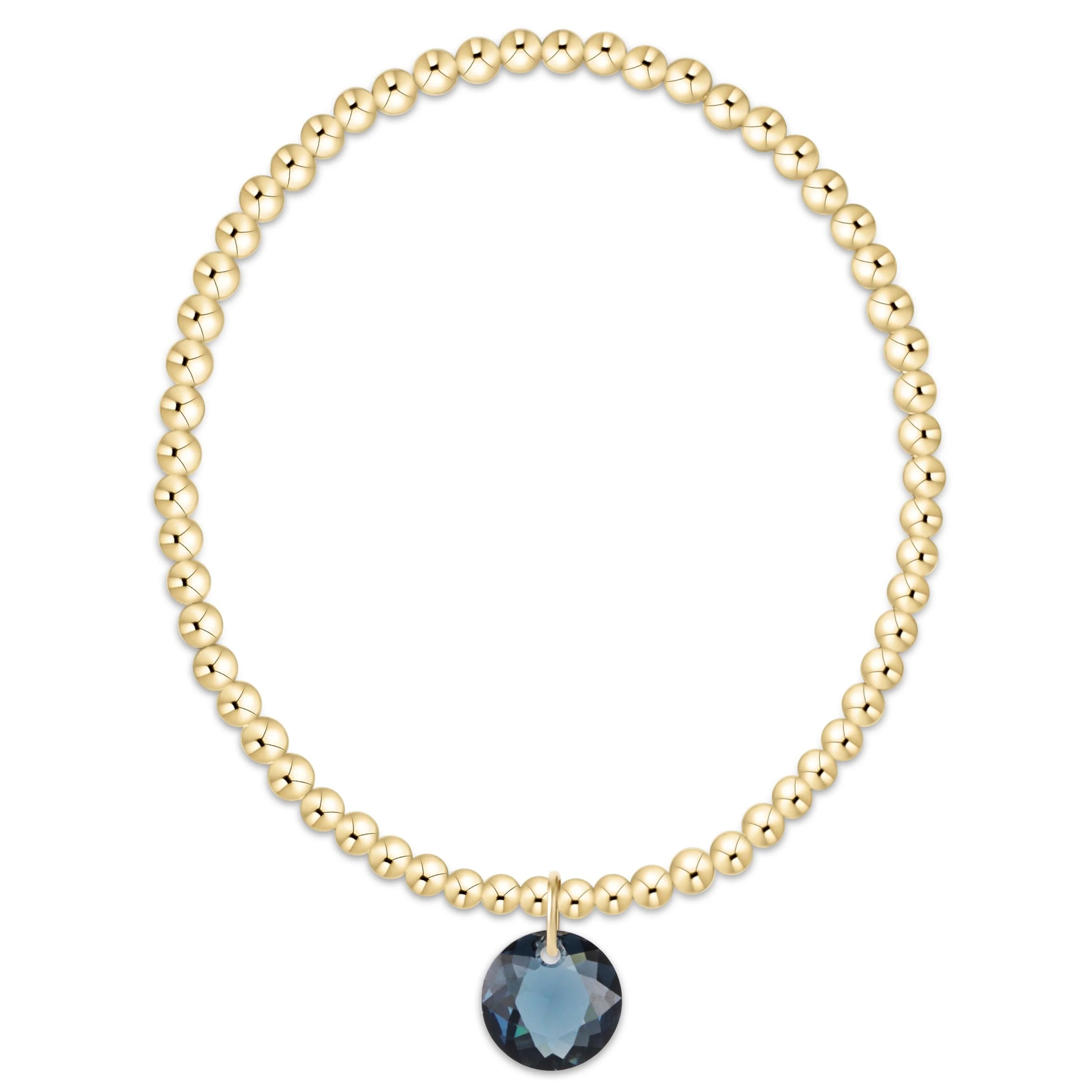Classic Gold 3mm Bracelet - Reflection Charm - September